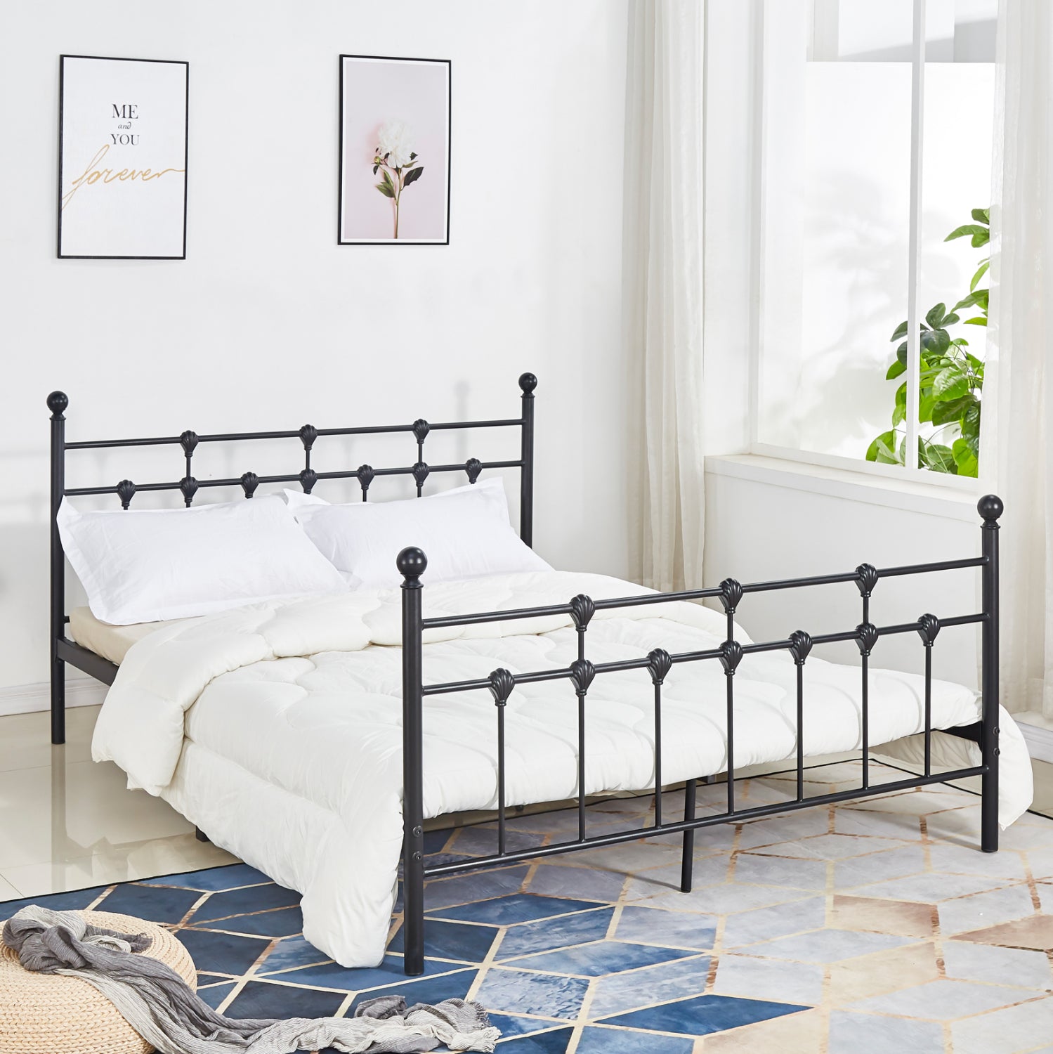 Метално легло JACINDA черен цвят 150х200 см