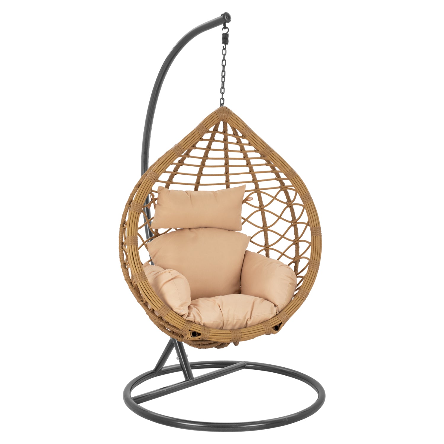 Висящо кресло NEST тъмносиво - бежово, с възглавница 105''x195см
