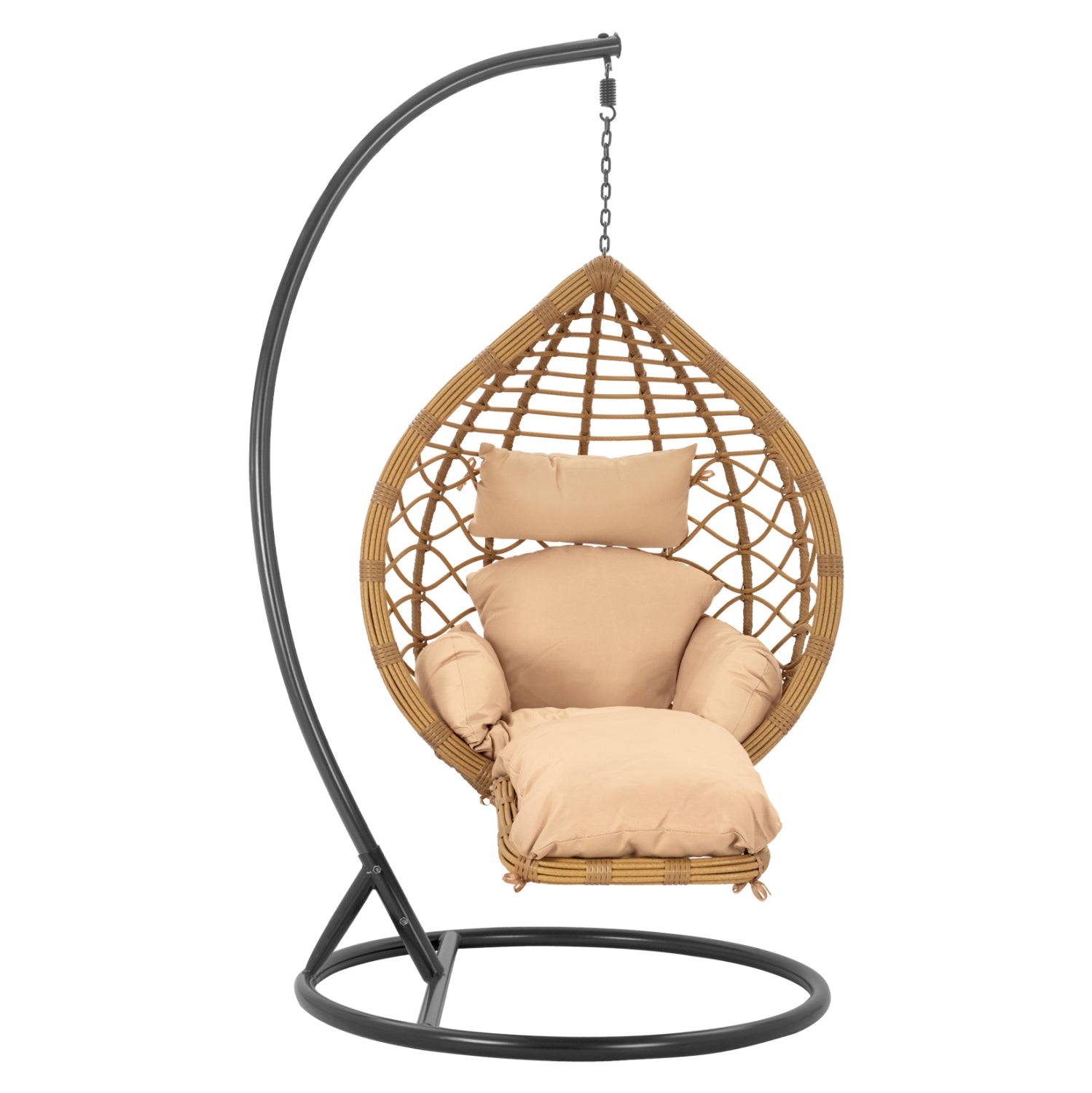 Висящо кресло NEST тъмносиво - бежово, с възглавница 105''x195см