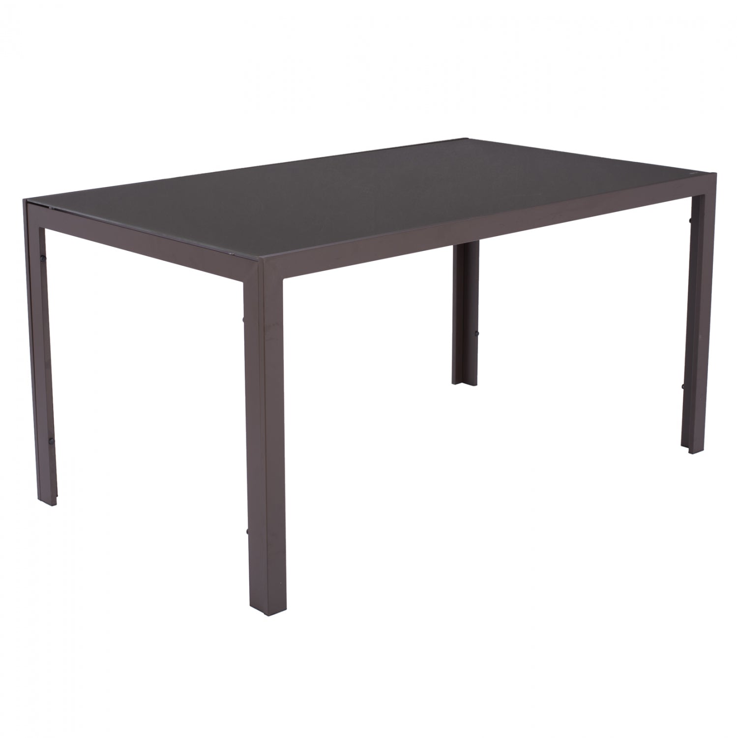 Маса Офер 150х90х75см метална със стъкло -кафяв цвят