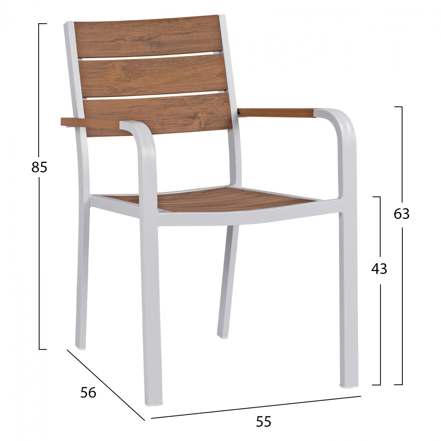 Градински комплект SAGA  5бр  с маса 150x90 и алуминиеви столове с полидърво /бял КГ11706.01