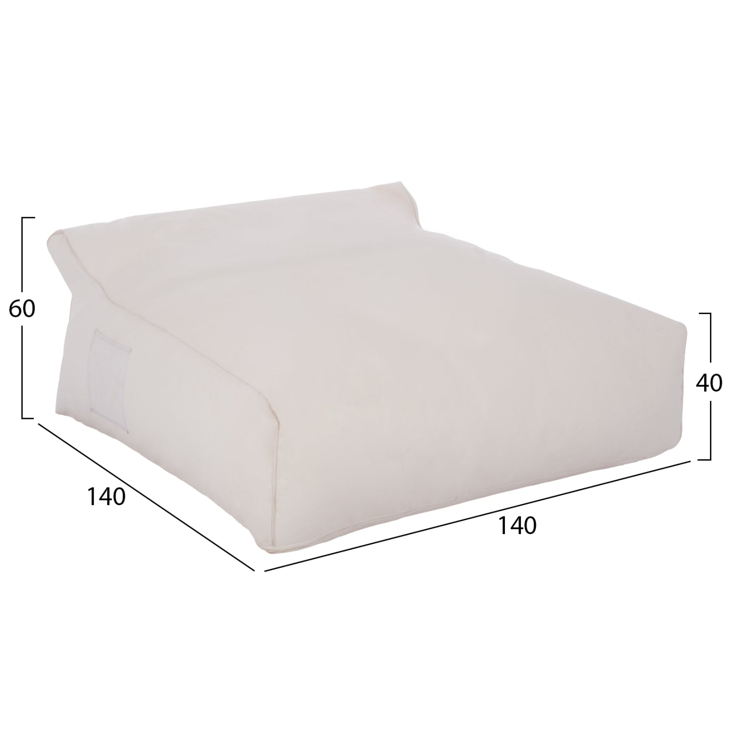 Пуф YAMIN  100% водоустойчивбял цвят 140x140x40-60