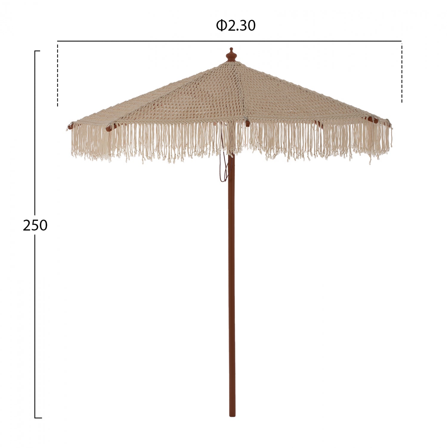 Чадър XENA ръчна изработка  макраме  Φ2.3X2.50 -бежов цвят
