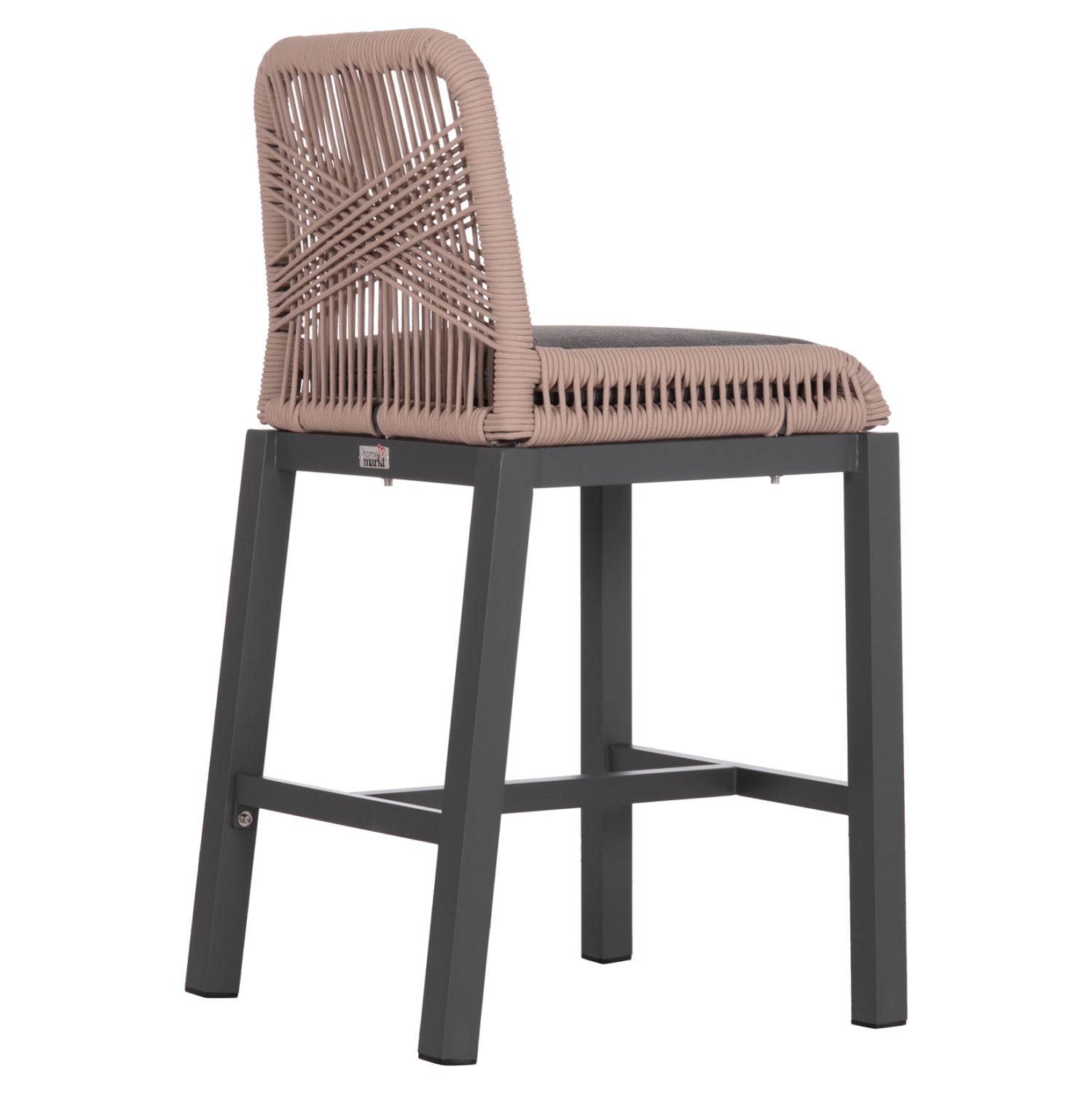 Бар стол Howard  антрацит, алуминий - бежово, с въже, 47.5x55x94.5 см