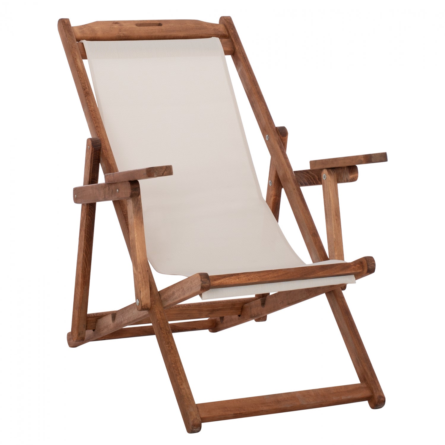 Сгъваем стол Лимнос с  подлакътници орех /екрю PVC 2X1 КГ11708.60T 62.5x97x105 см.