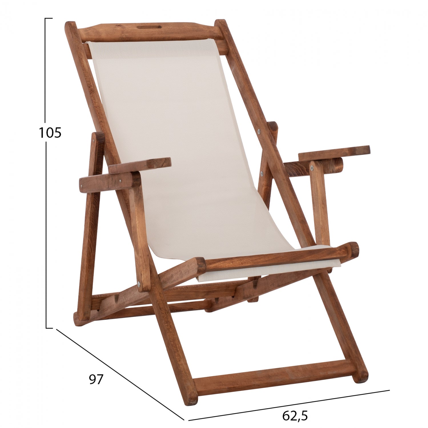 Сгъваем стол Лимнос с  подлакътници орех /екрю PVC 2X1 КГ11708.60T 62.5x97x105 см.