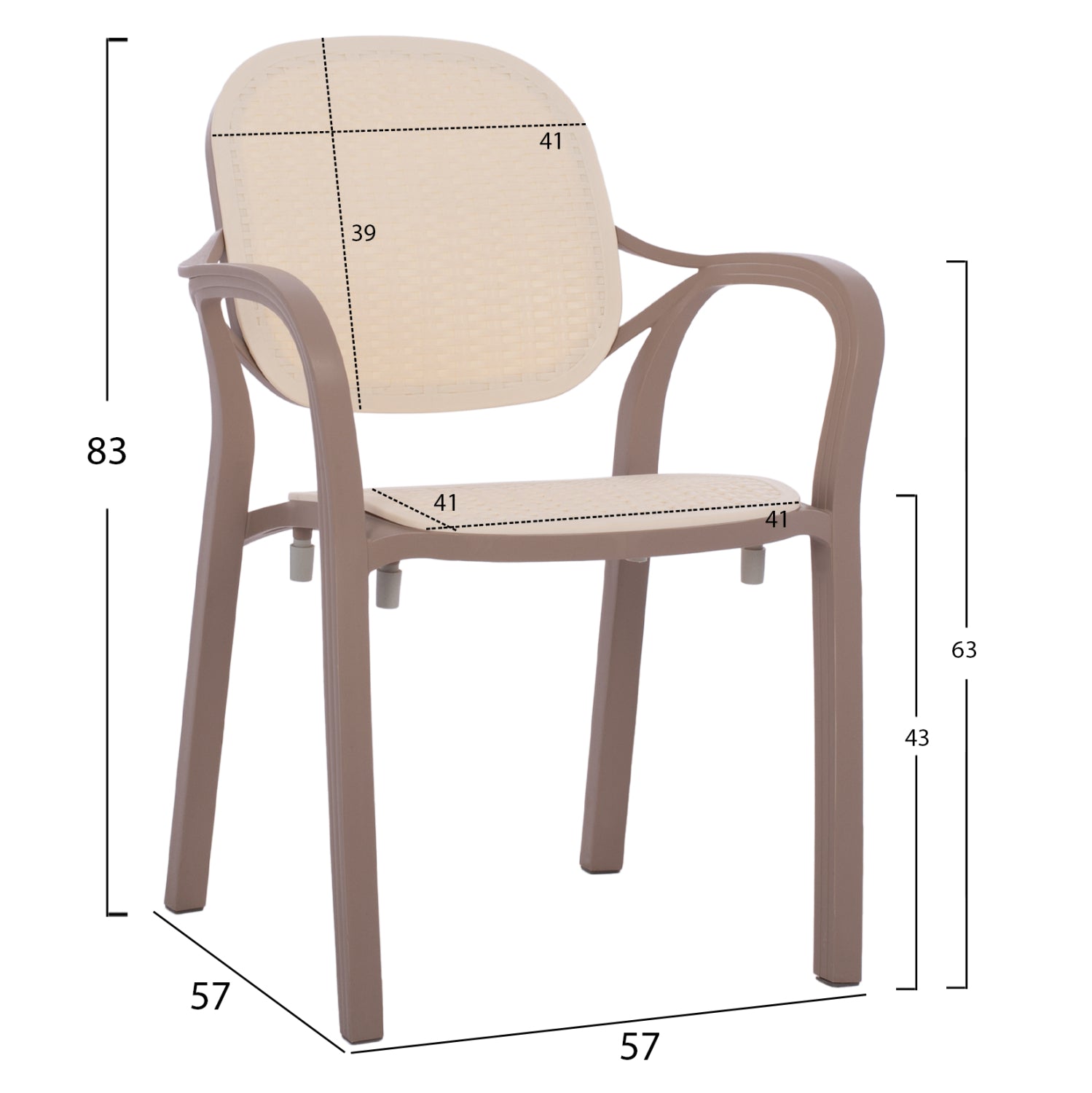 Стол Лина цвят бежов-кафяв 57x57x83