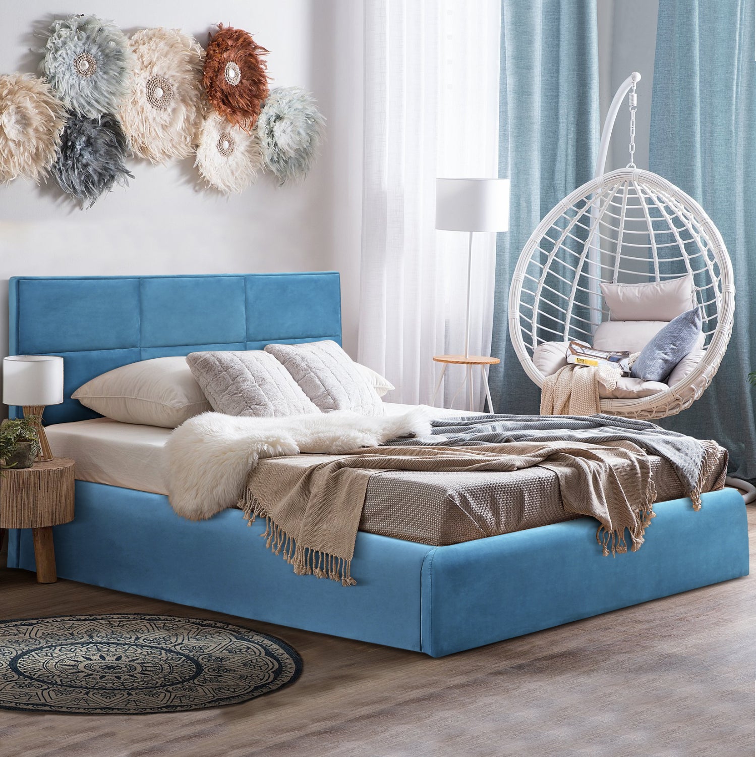 Спалня BRILEY цвят петрол 160x200 см