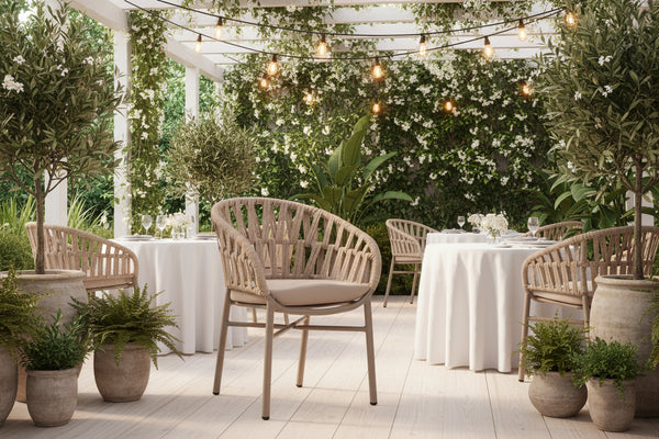 Кресло алуминиево с въже цвят мока 57x56x78