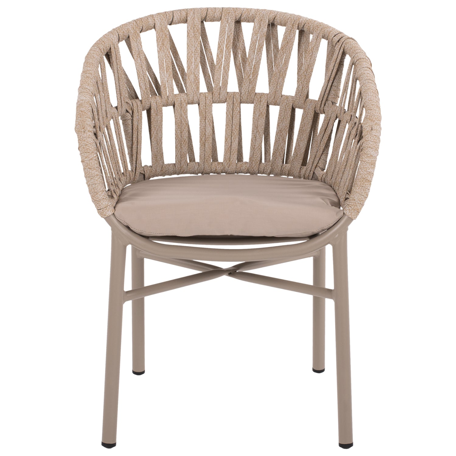 Кресло алуминиево с въже цвят мока 57x56x78