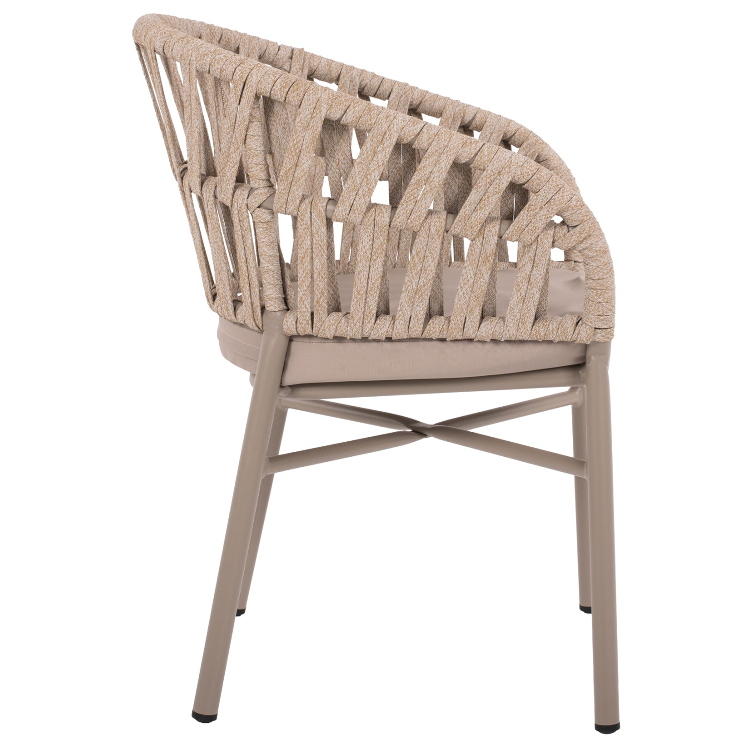 Кресло алуминиево с въже цвят мока 57x56x78