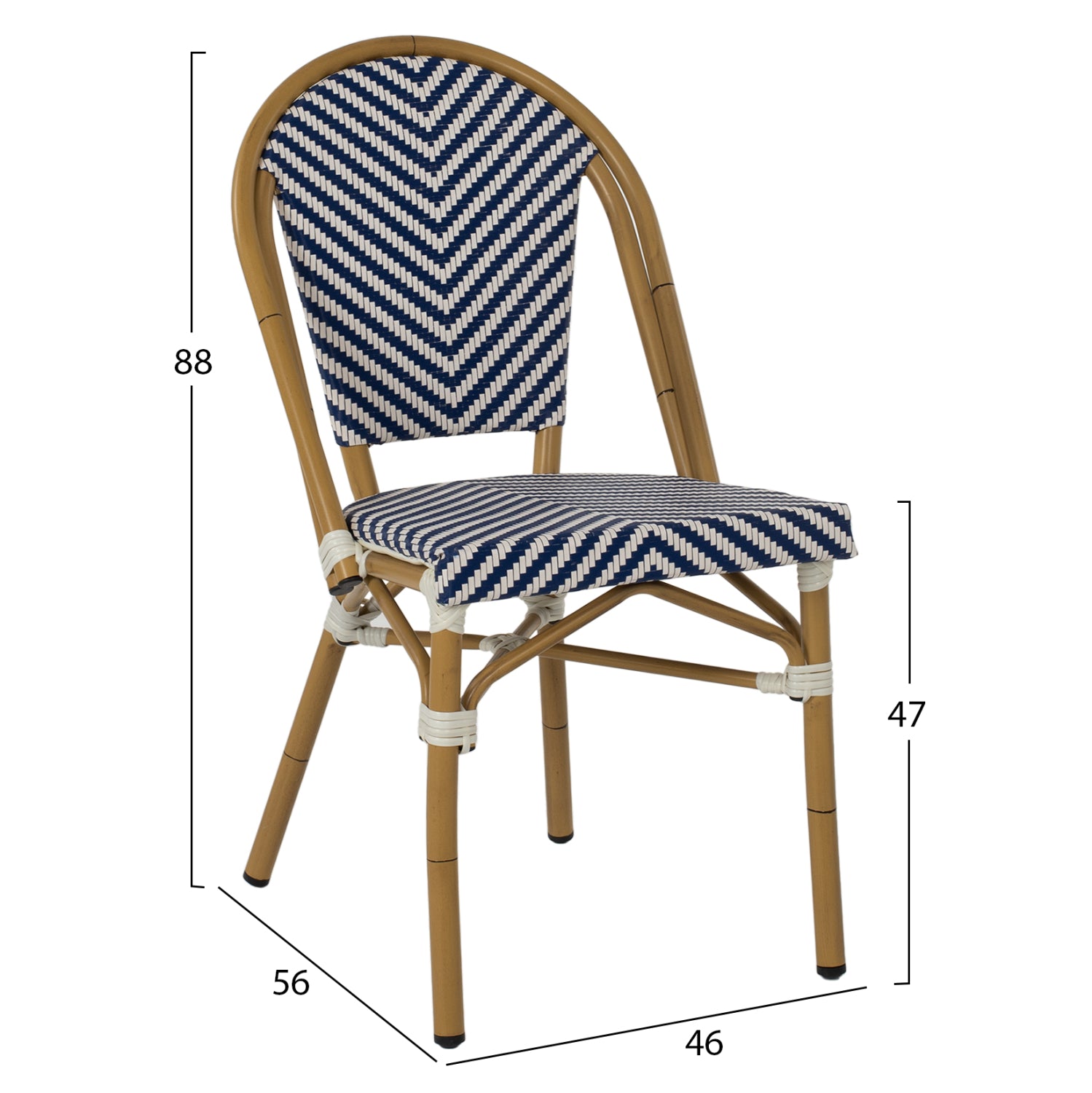 Стол BAMBOO цвят син-бял  46x56x88