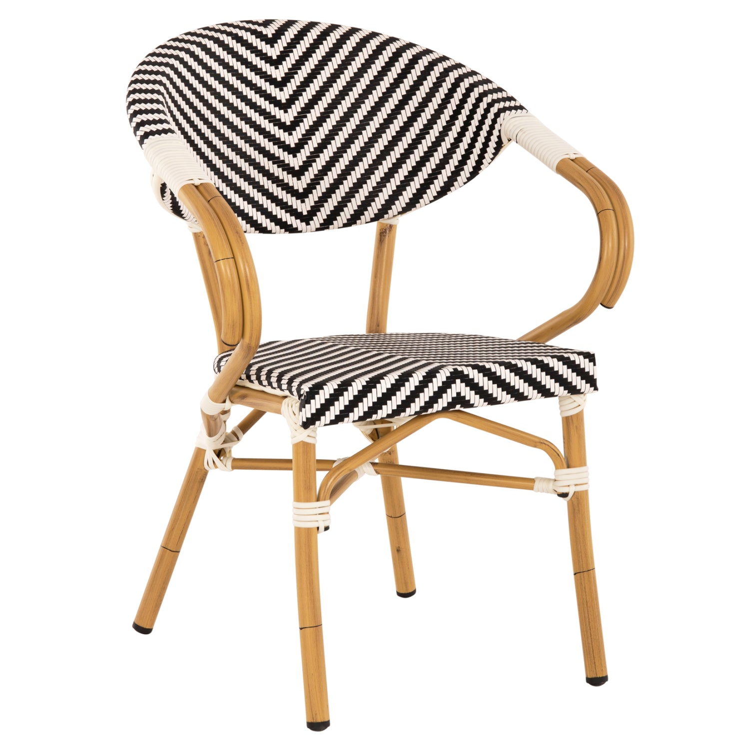 Кресло Бамбу цвят черен-бял 58.5x58x82