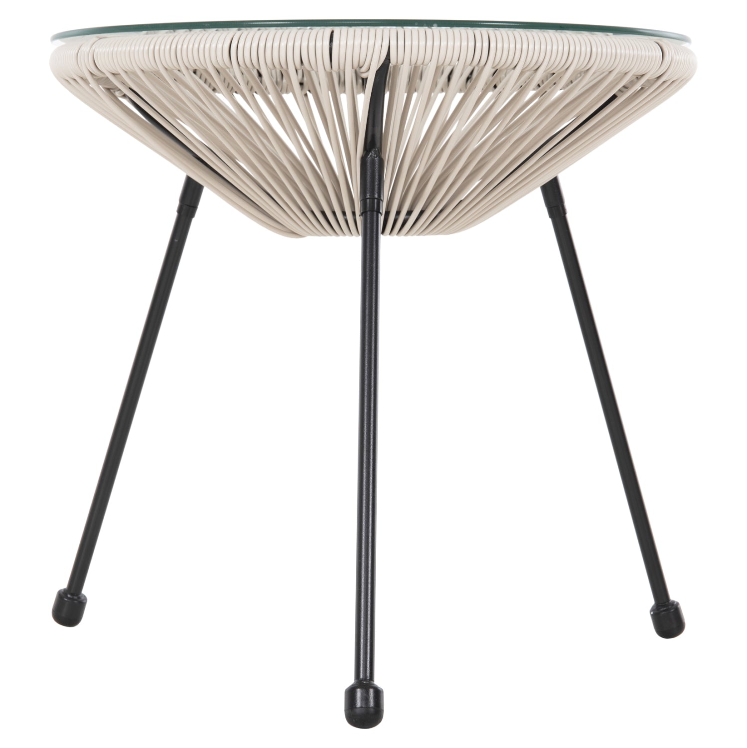 Маса Акапулко цвят бежов ратан -черен метал