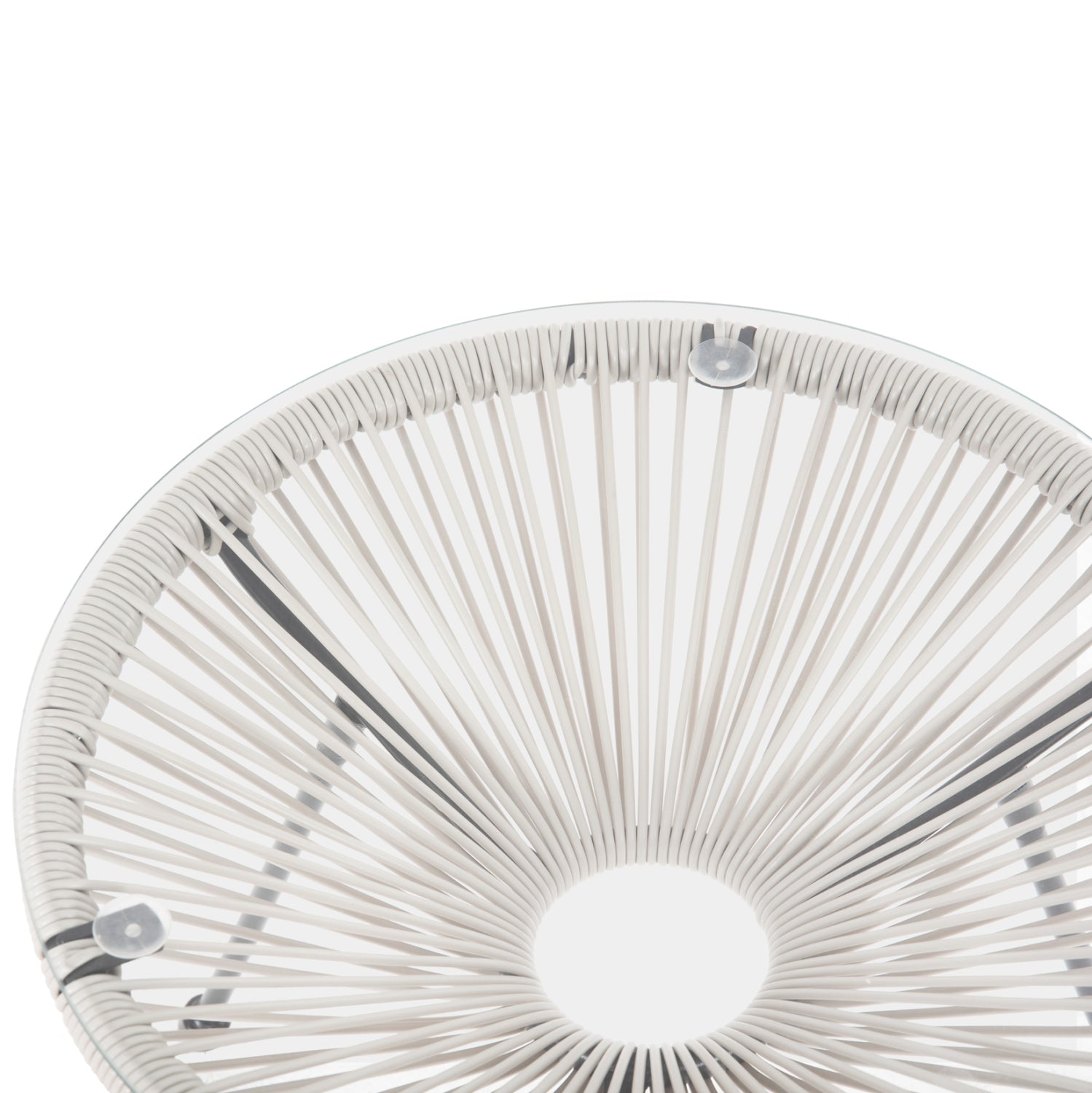 Маса Акапулко цвят бял ратан -черен метал