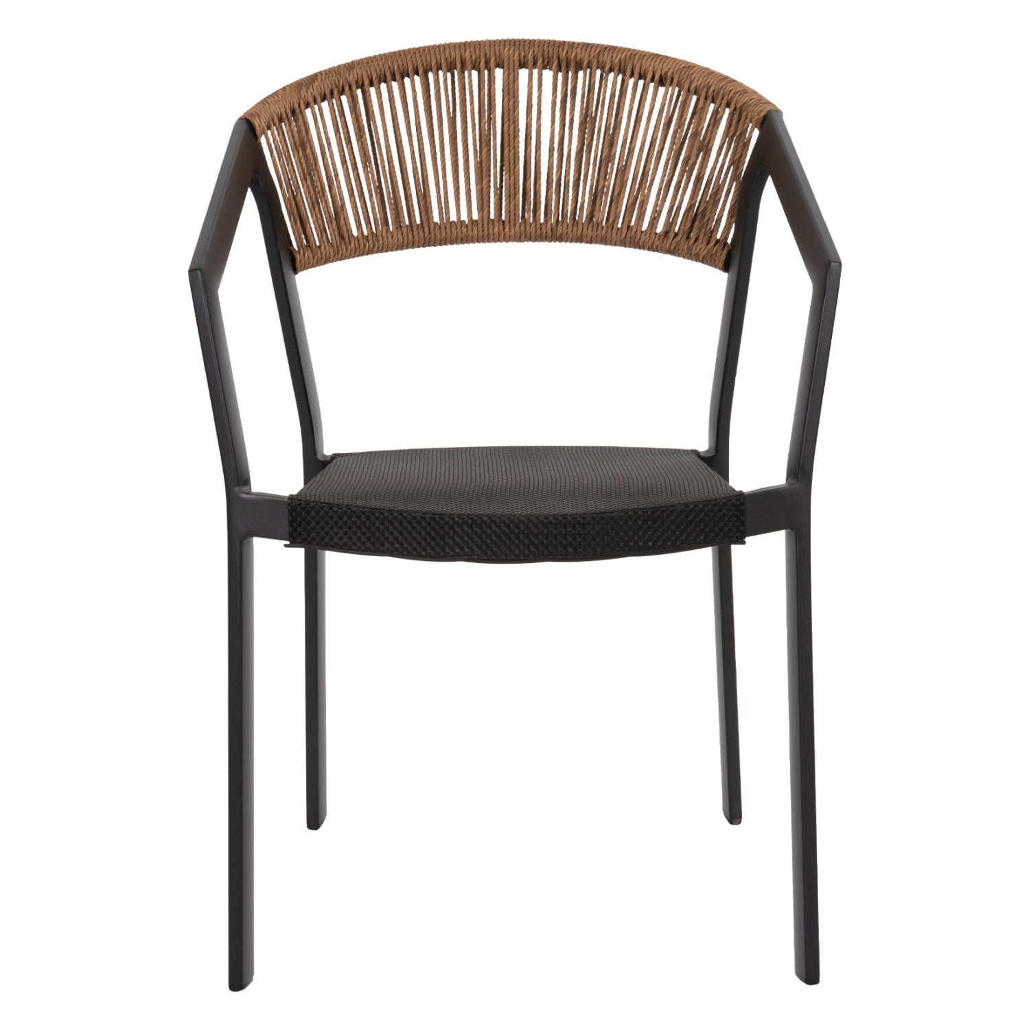 Кресло MIRI алуминий цвят черен - бежов ратан  57,5x59x81,5