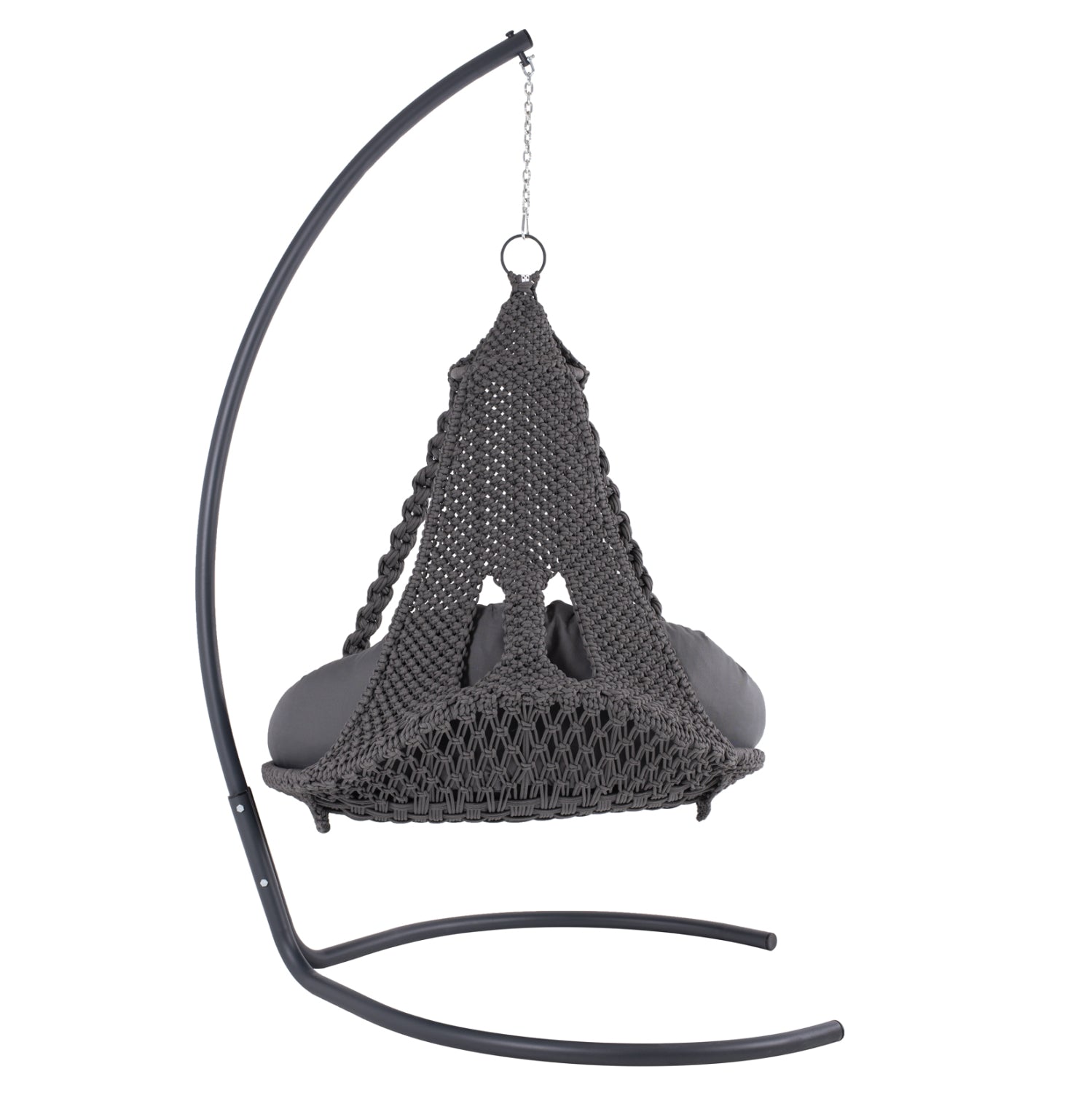 Висящо люлка August, макраме, метал, въглен, 123x113x145см.