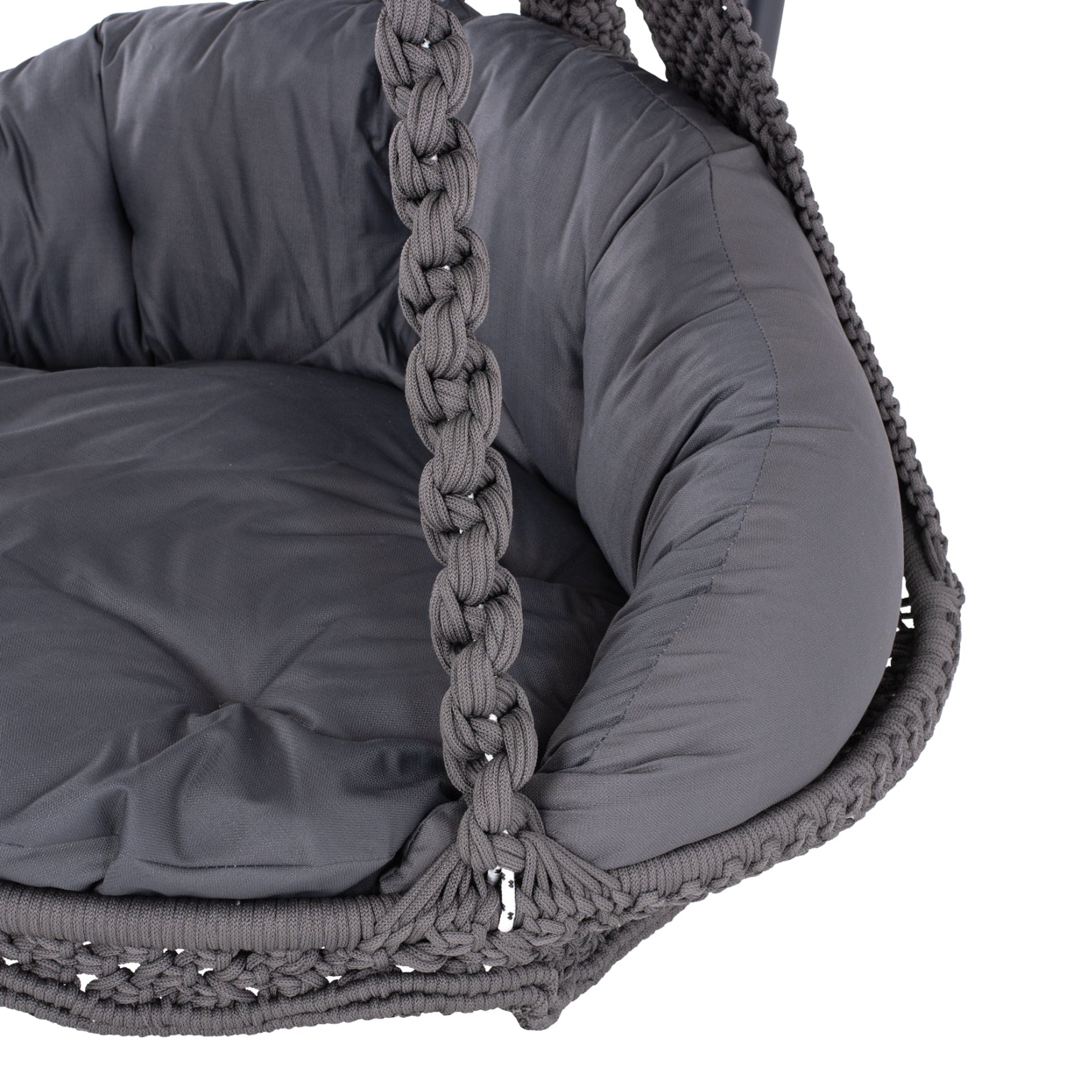 Висящо люлка August, макраме, метал, въглен, 123x113x145см.