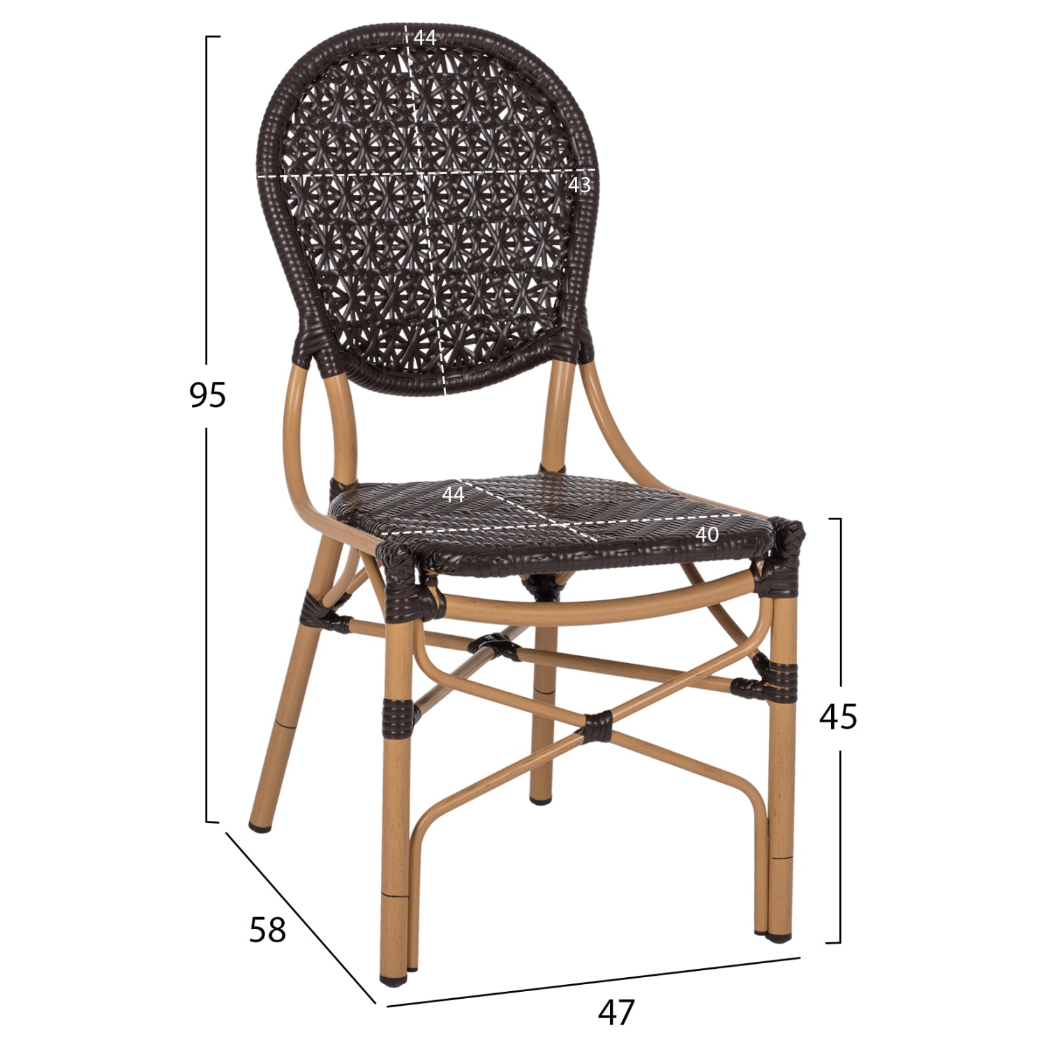 Стол BAMBOO кафяв цвят 47x58x95