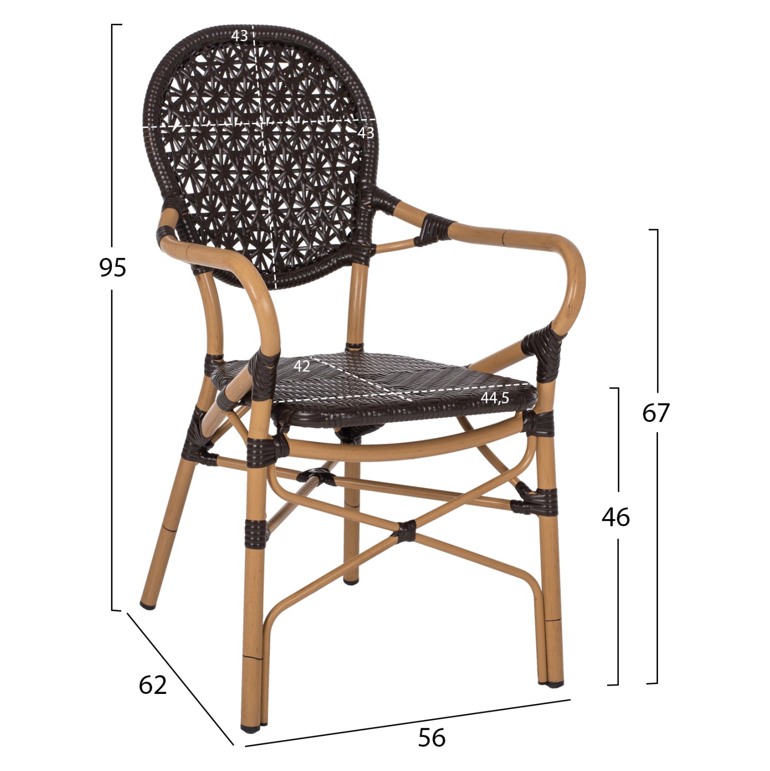 Стол BAMBOO кафяв цвят  56x62x95