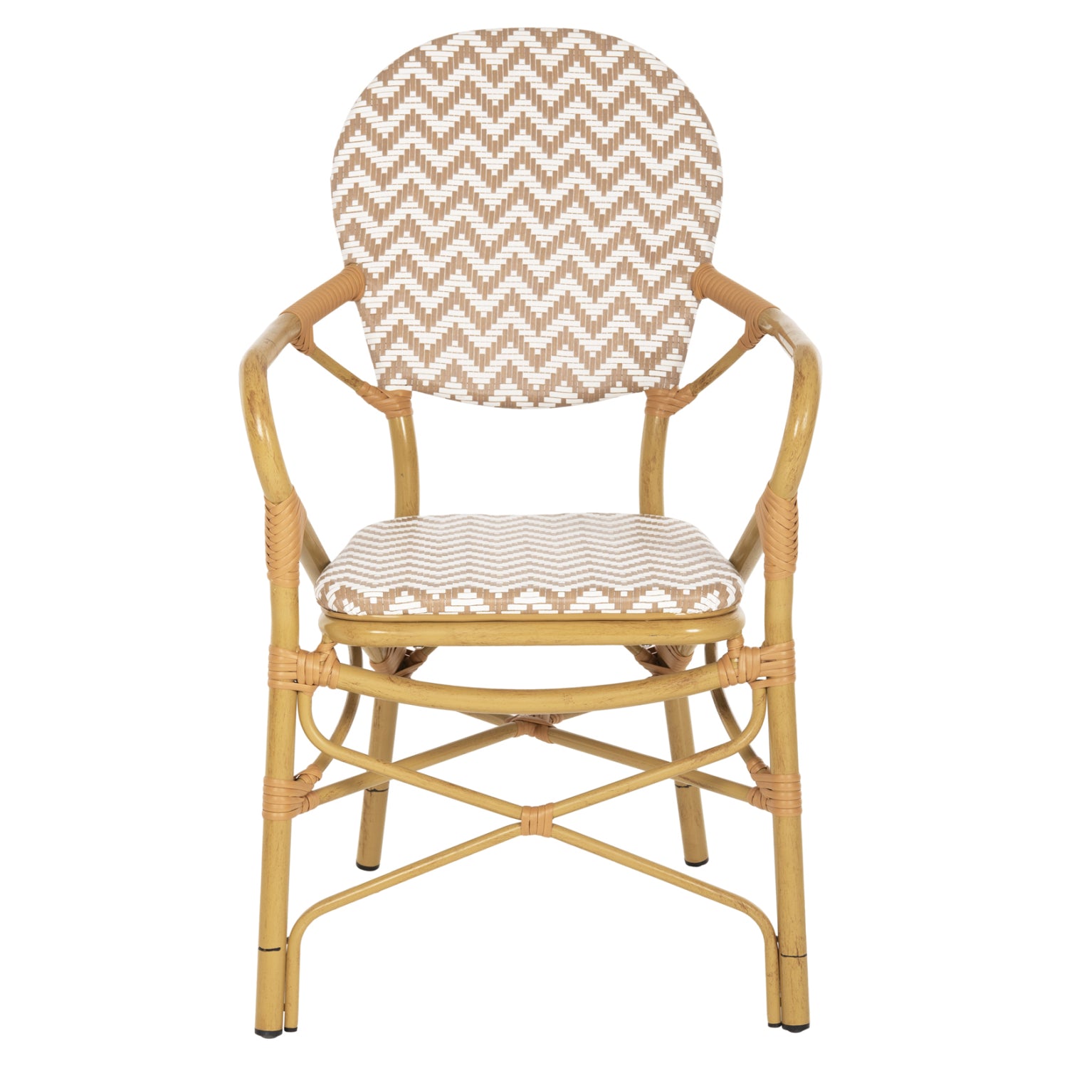 Алуминиево кресло Bamboo look  натурал - бяло 55x58x95 см.