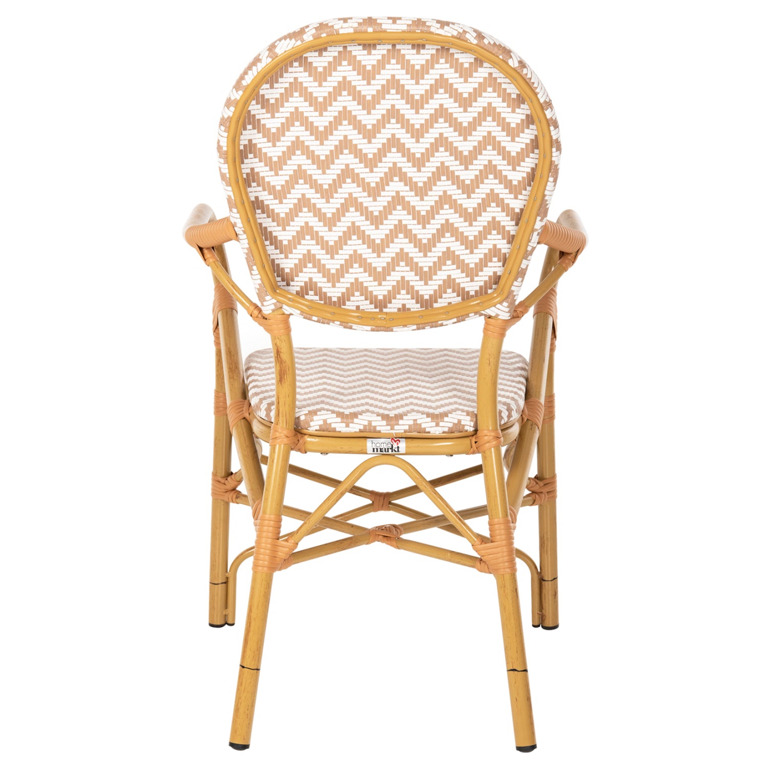 Алуминиево кресло Bamboo look  натурал - бяло 55x58x95 см.