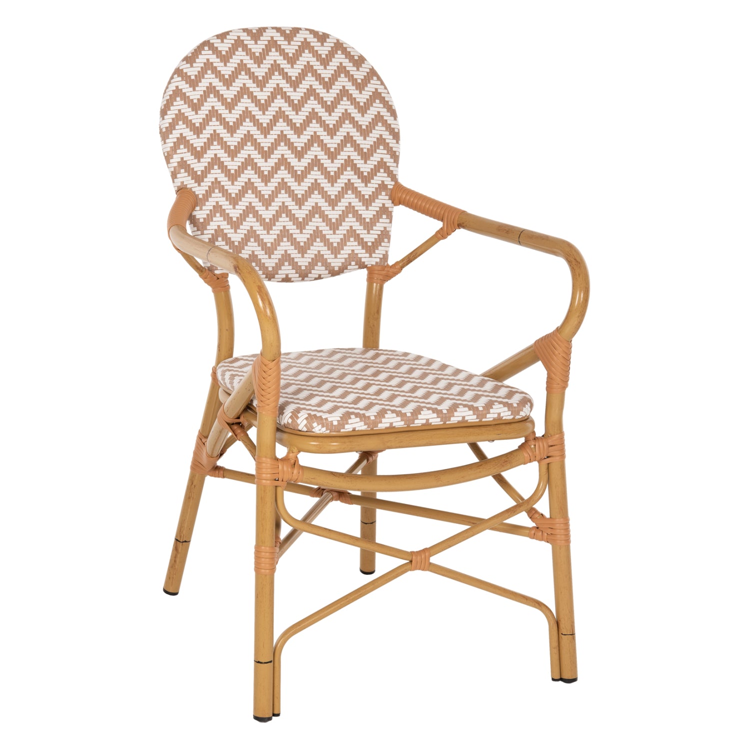 Алуминиево кресло Bamboo look  натурал - бяло 55x58x95 см.