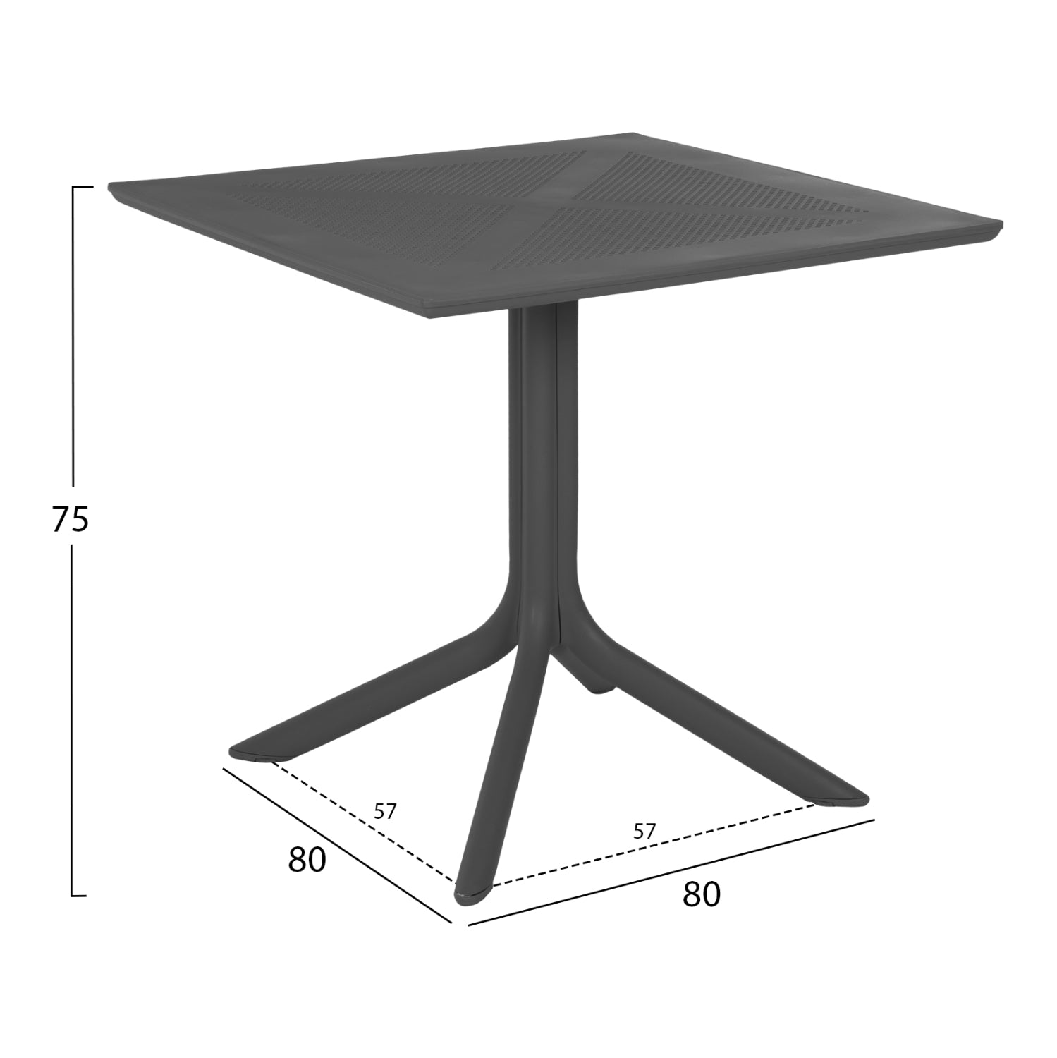 Градинска полипропиленова маса Сара сива, 80x80x75см