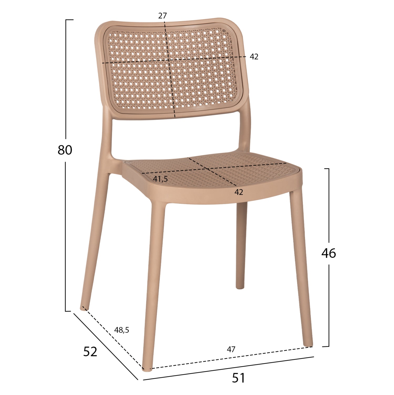Полипропиленов стол MEKO  капучино 51x52x80см