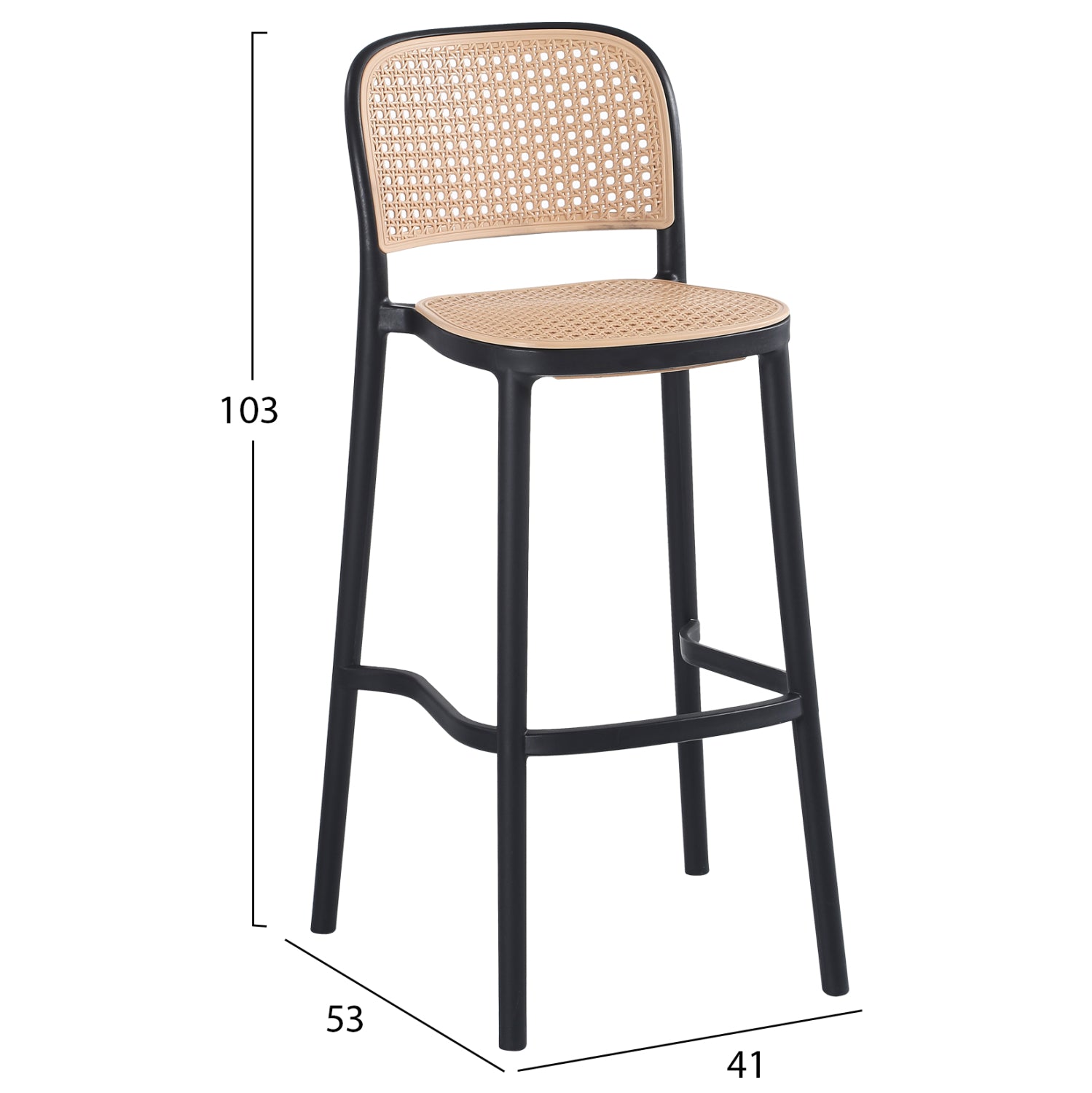 Бар стол 5939 цвят бежов-черен 51x52x104