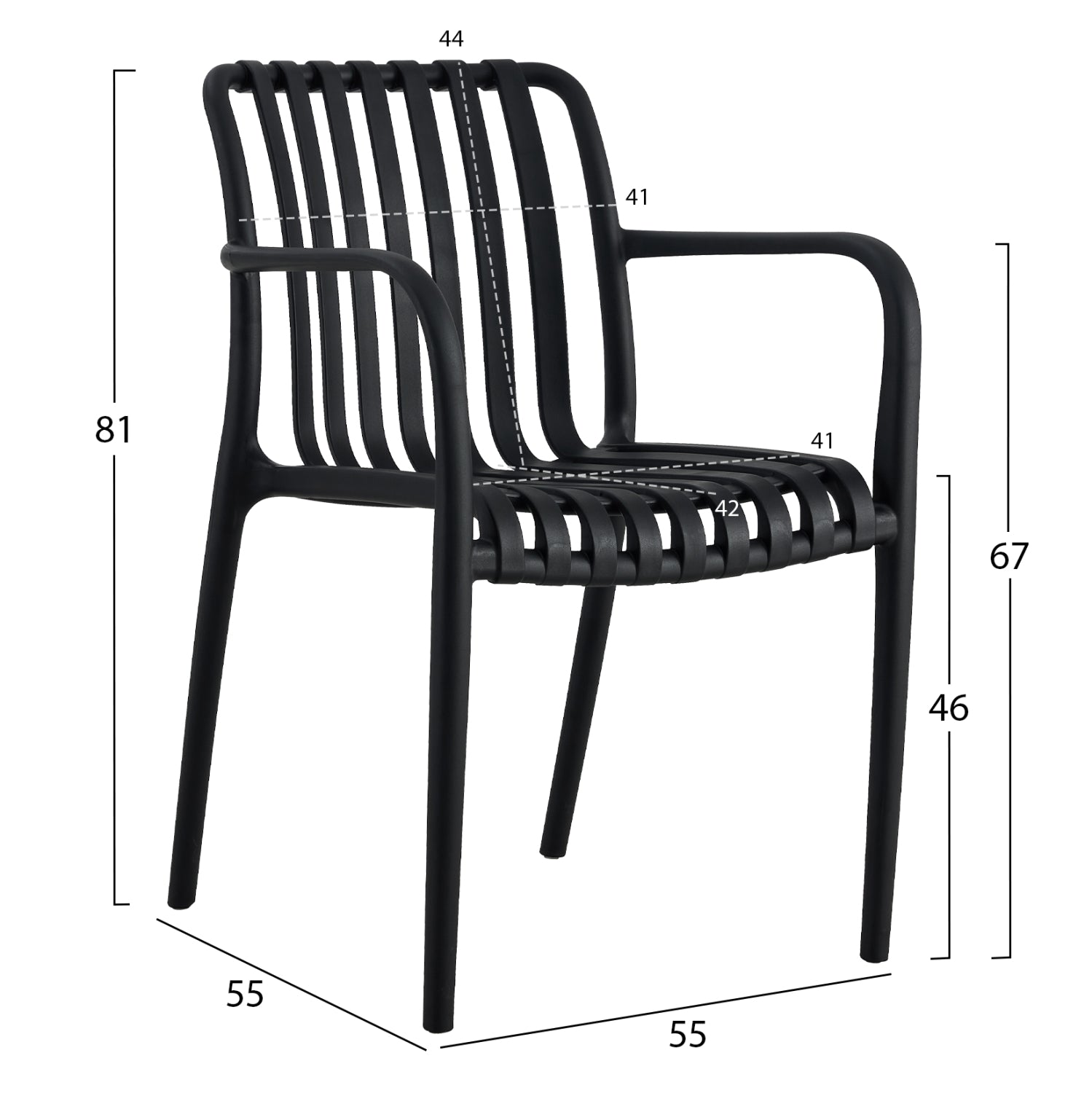 Полипропиленов стол  ТIPPYчерен 55x55x81см
