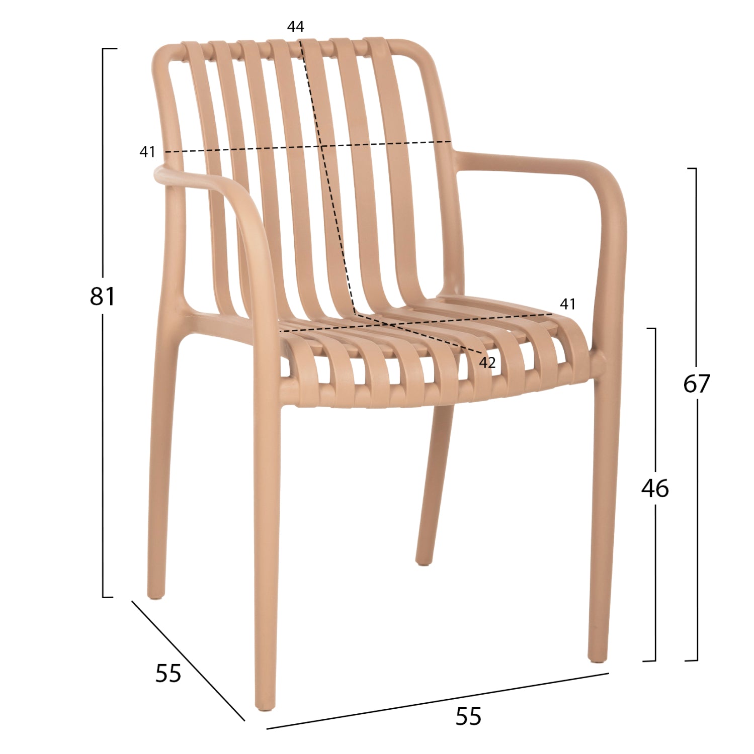 Полипропиленов стол TIPPY капучино 55x55x81см