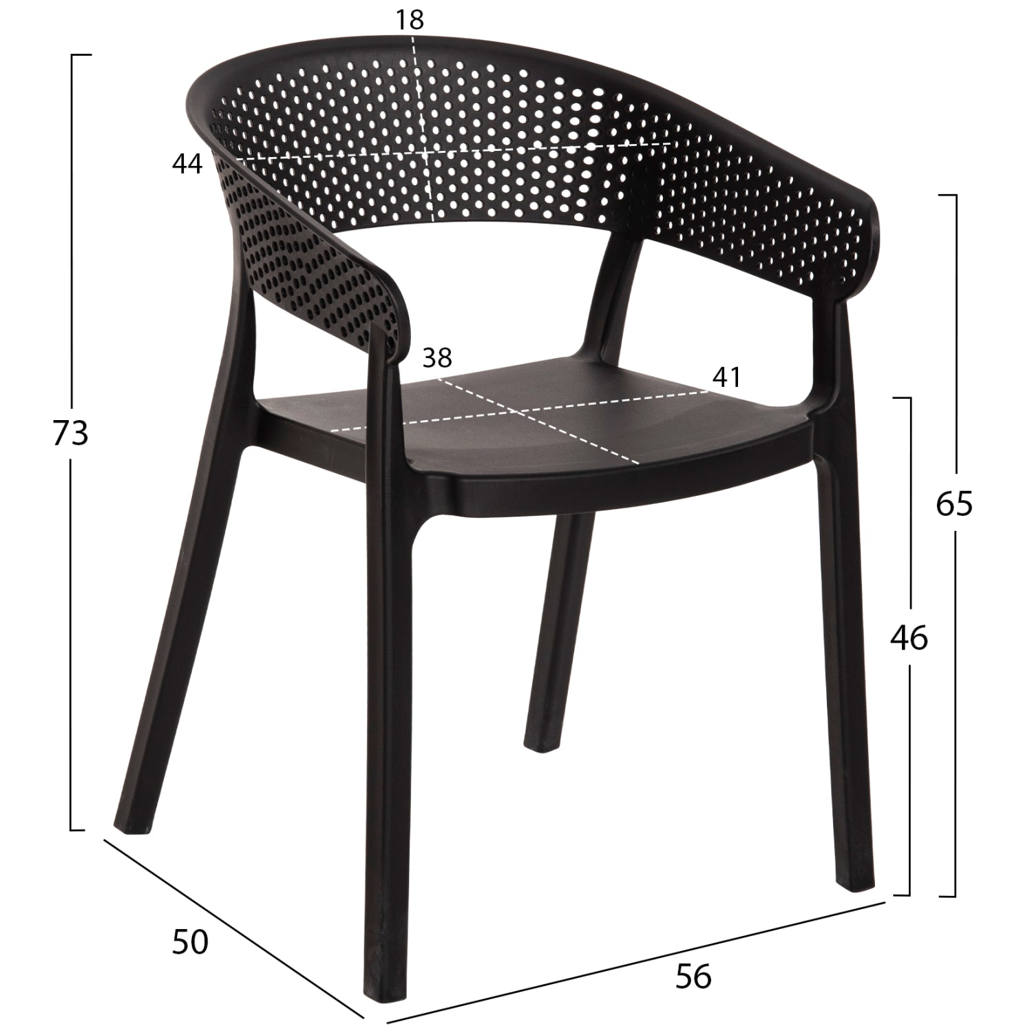 Стол PERFOE черен цвят 53,5x50,5x73