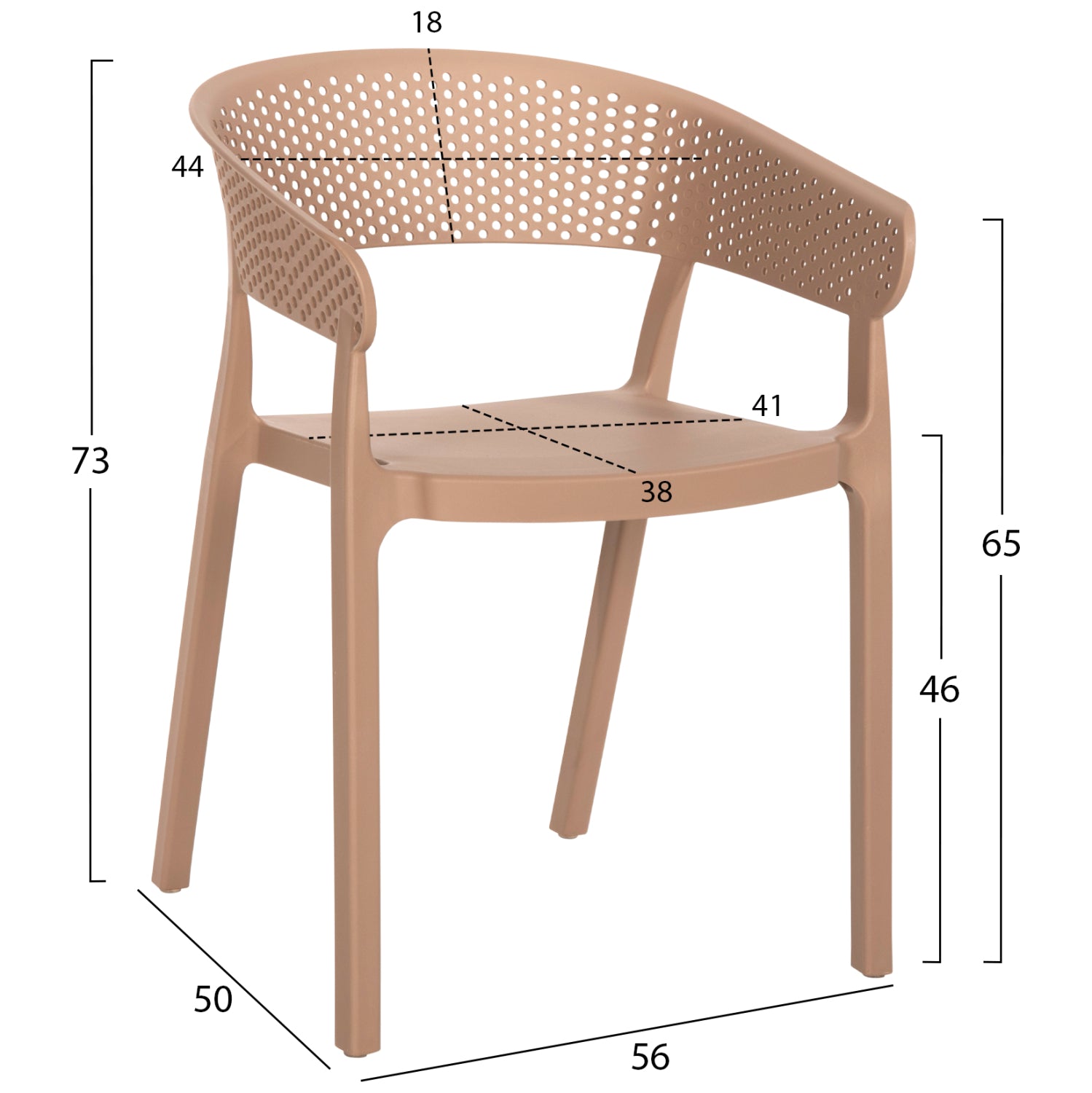 Стол PERFOE цвят капучино 53,5x50,5x73