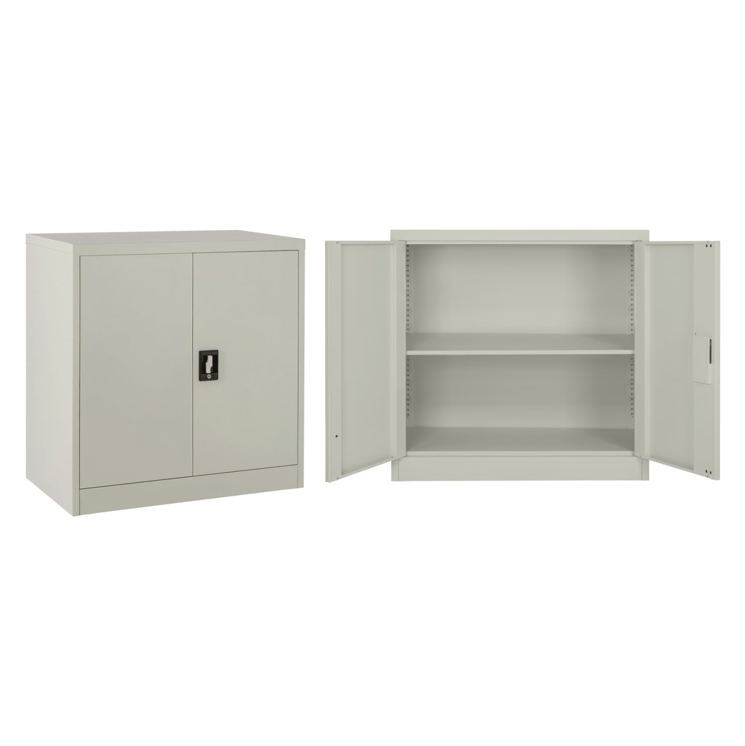 Метален гардероб с 2 отделения за съхранение, сив, 90x40x90 см