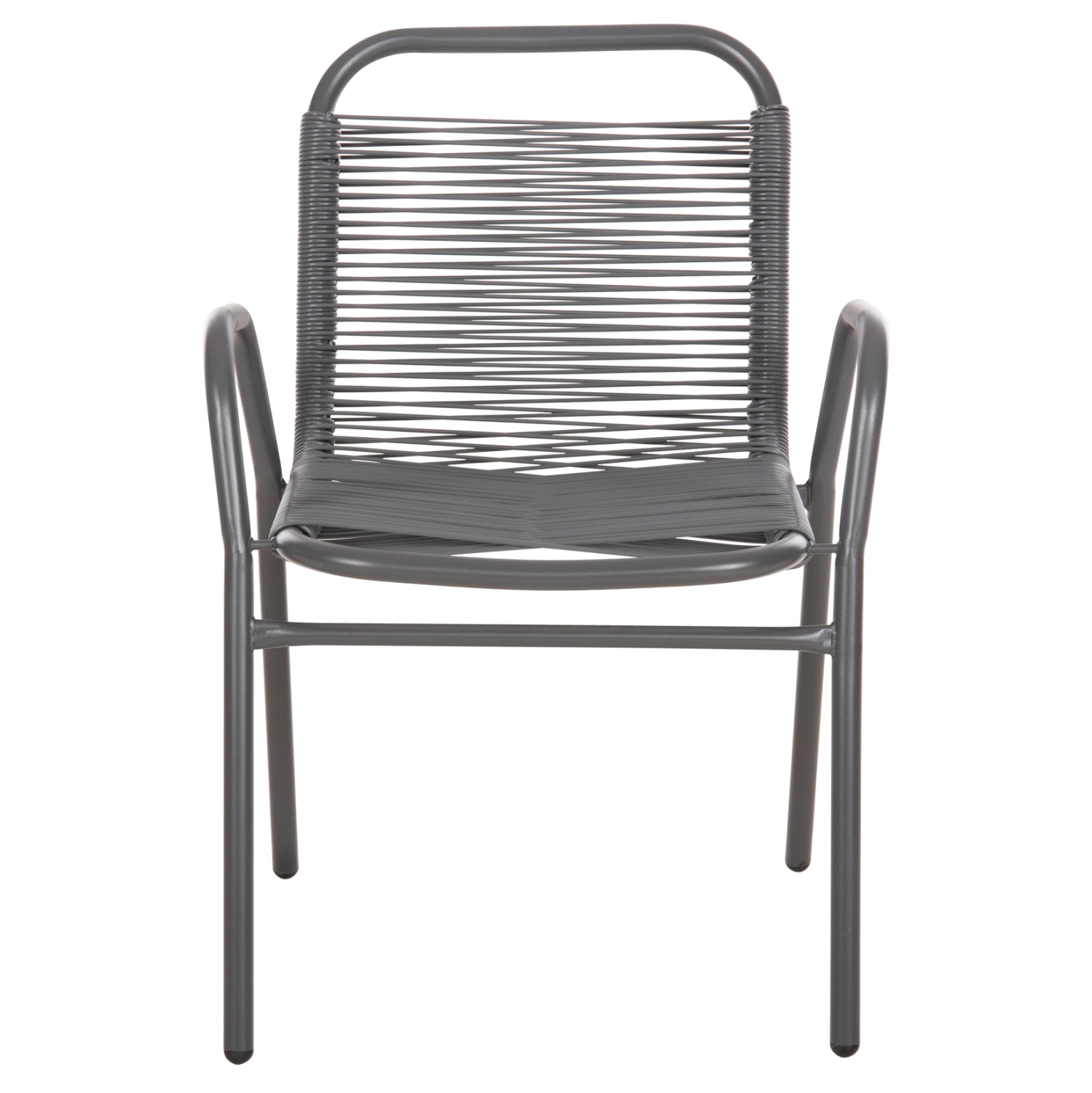 Градински стол  Аvril , метал и синтетичен ратан, сиво, 54.5x56x78см