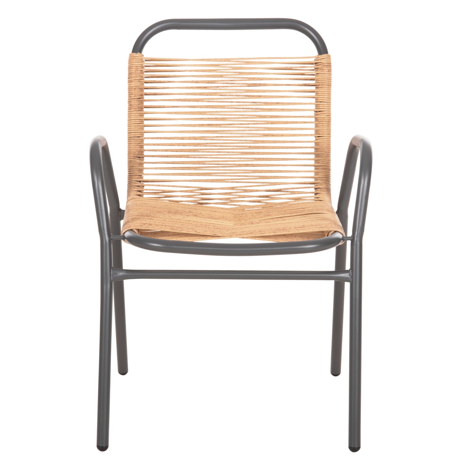 Градински стол Аvril, сив метал - естествено дърво, 54.5x56x78в см