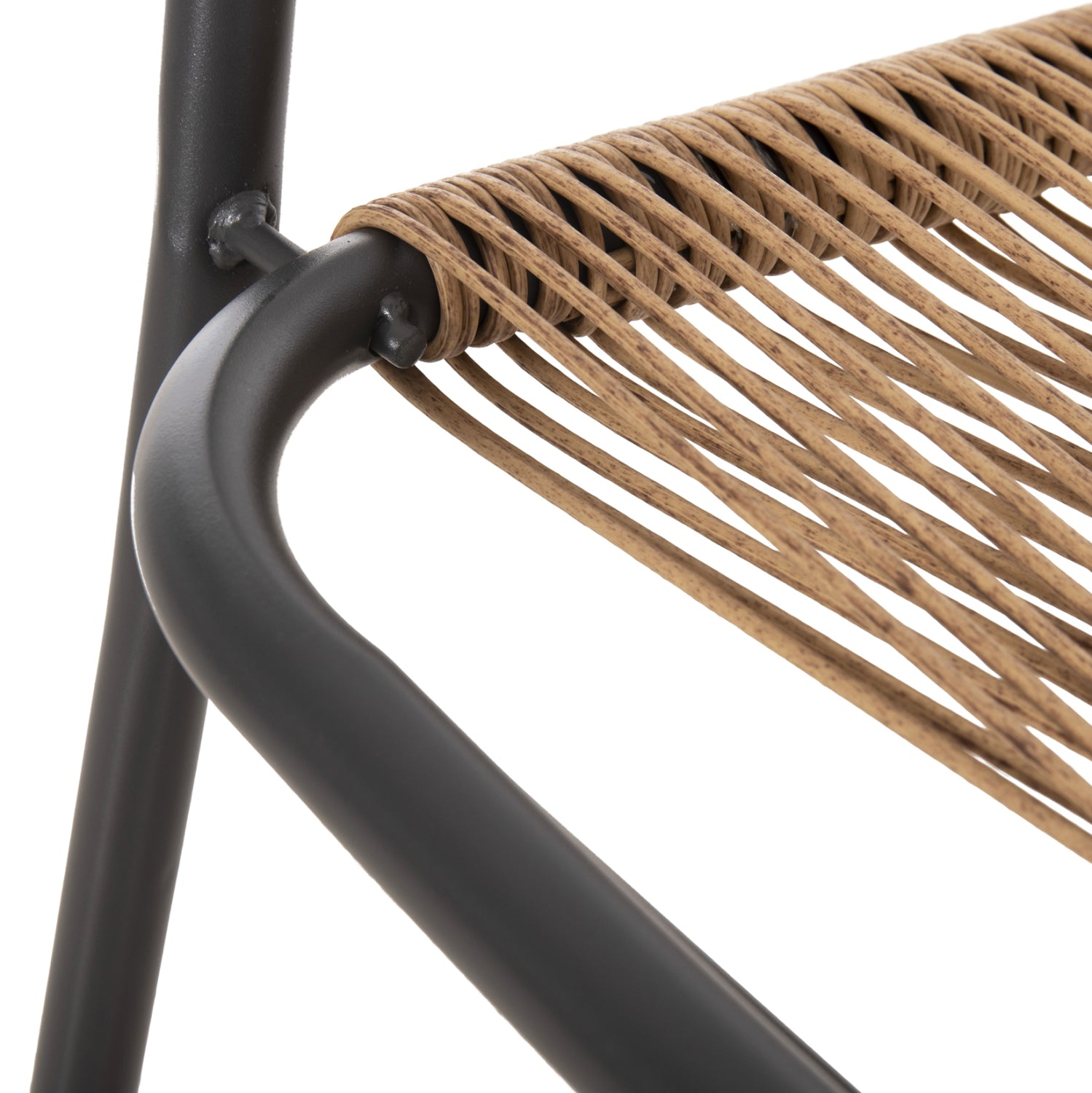 Градински стол Аvril, сив метал - естествено дърво, 54.5x56x78в см