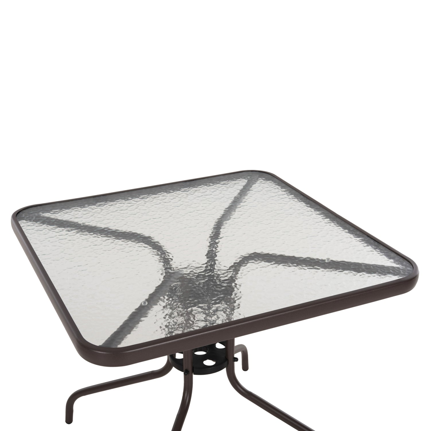 Градинска маса Figo, метал, кафяво-стъклена повърхност, 80x80x71см