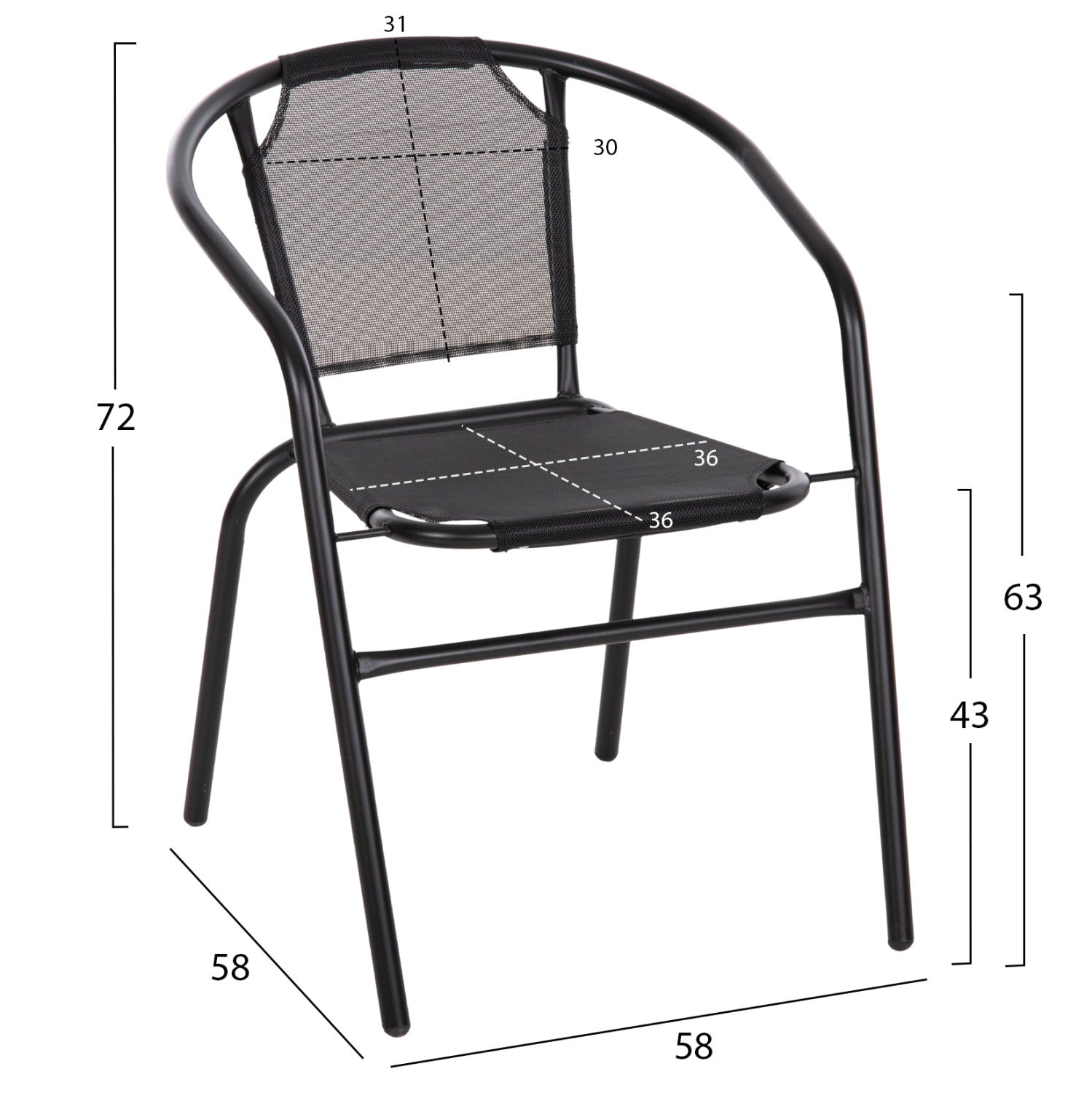 Стол LEDAN черен цвят 55x58x72