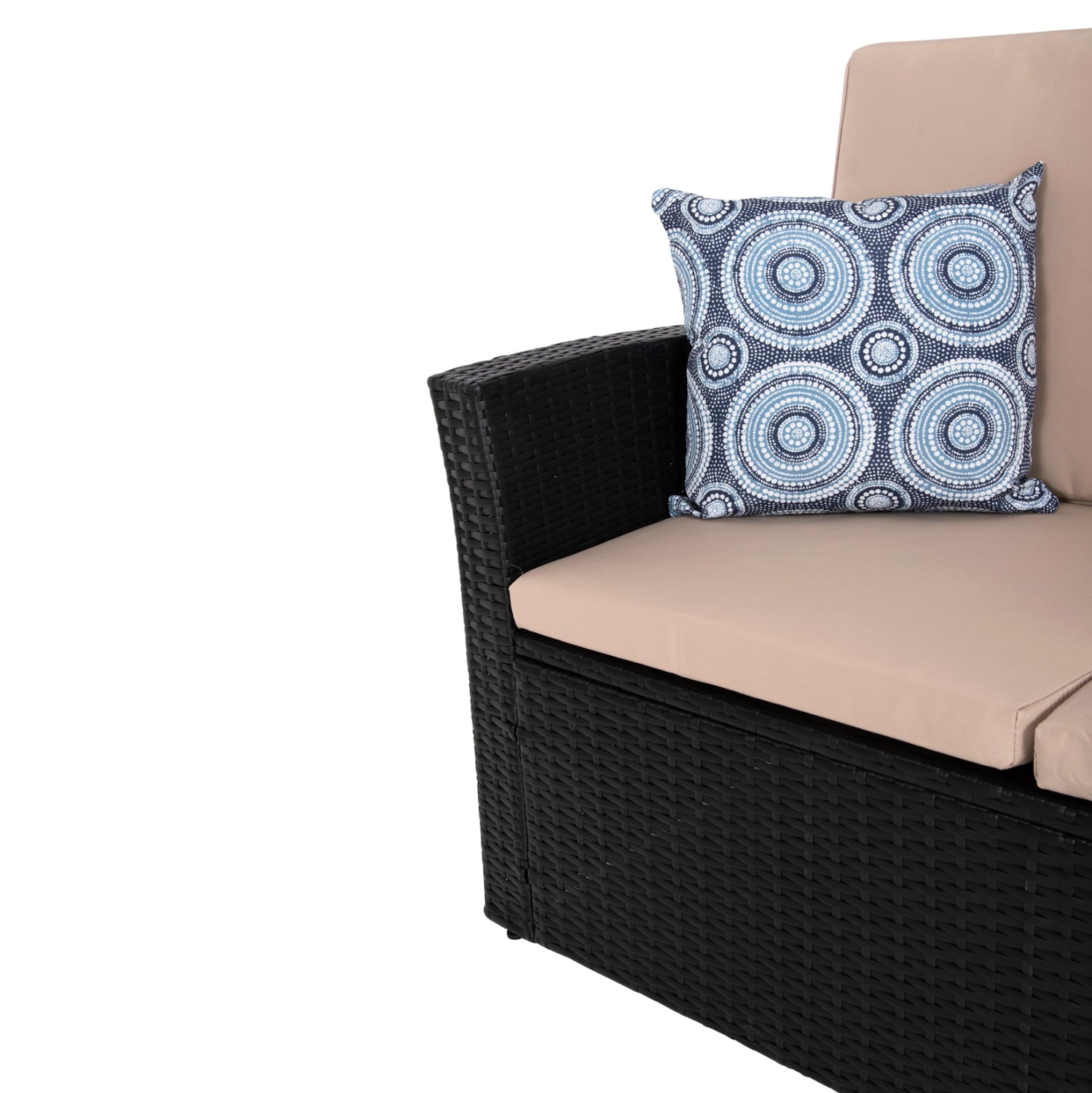 Градински комплект Тори цвят антрацит-бежов диван,2 кресла и маса : 87x50x35 см.