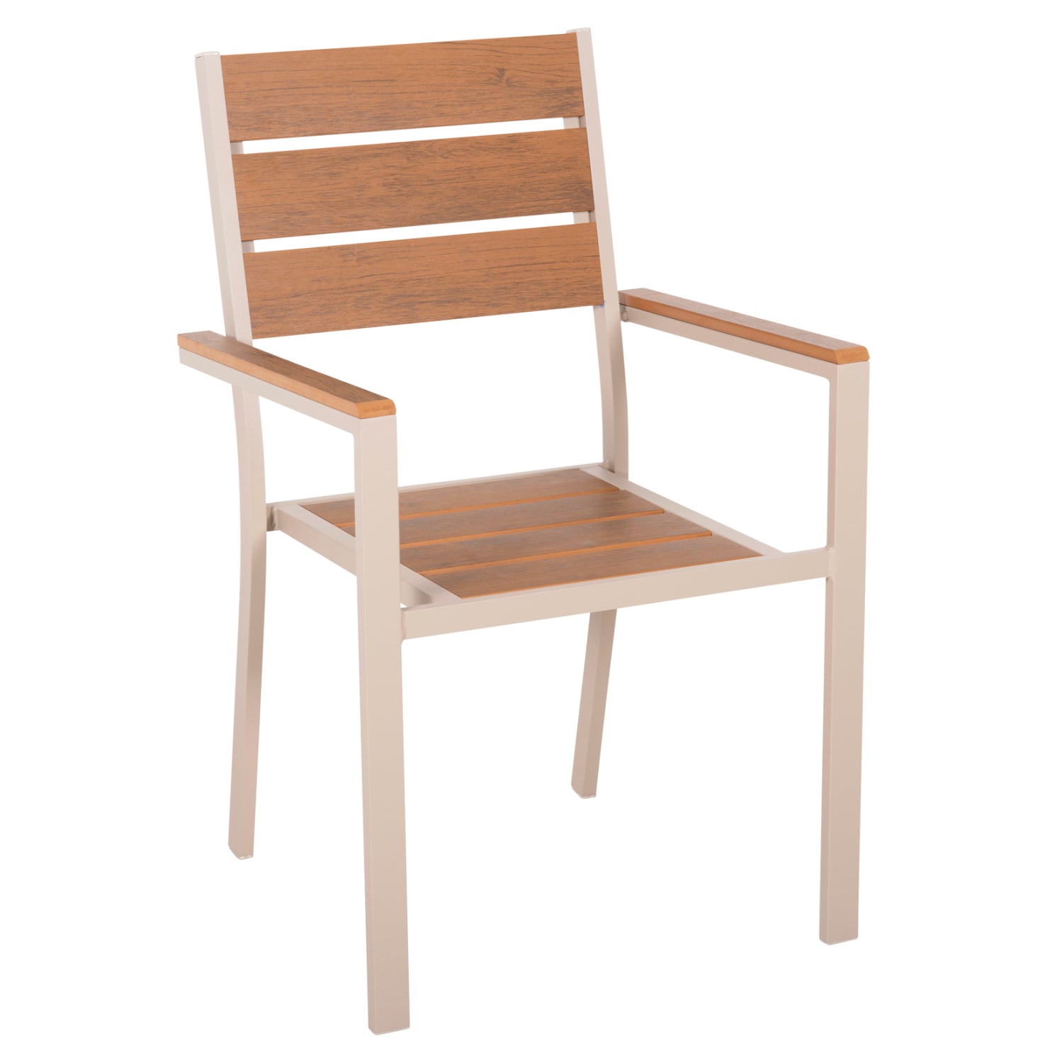 Кресло Сага алуминиев цвят шампанско-натурал 55x55x86