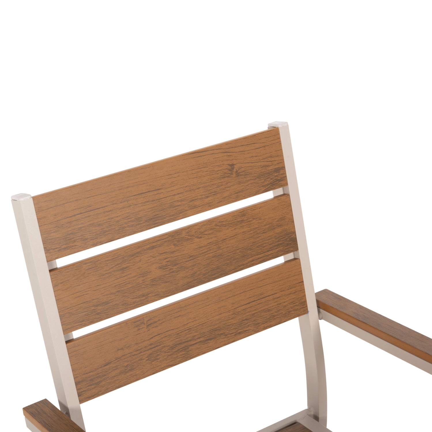 Кресло Сага алуминиев цвят шампанско-натурал 55x55x86