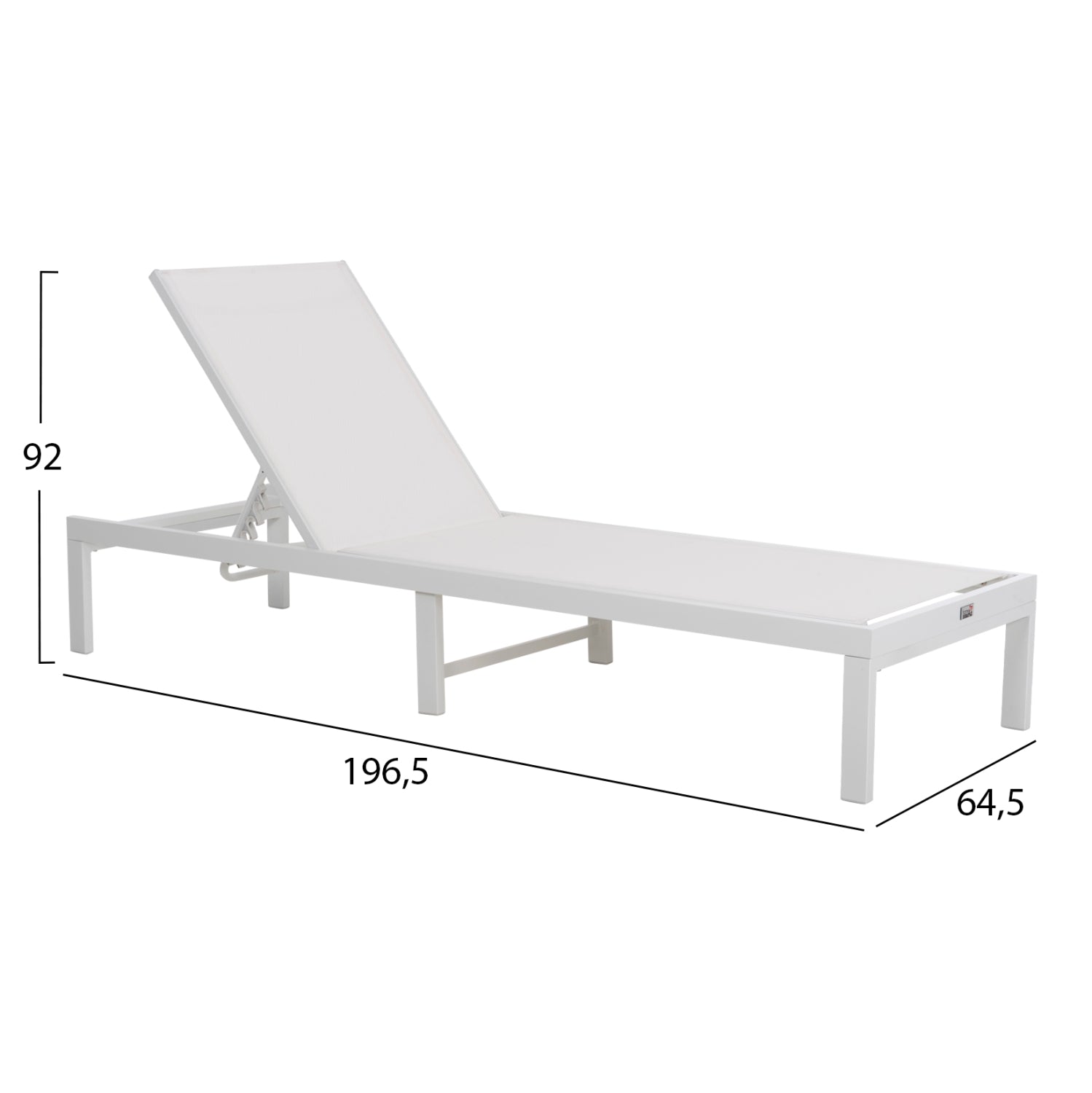 Алуминиев шезлонг THATCHER  с бяла рамка и текстил 196,5x64,5x92hсм.