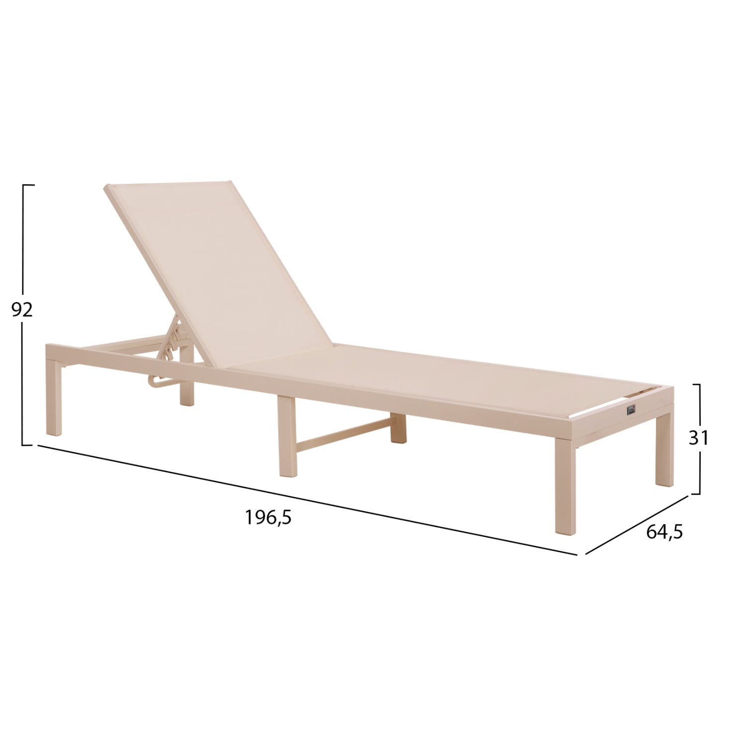 Алуминиев шезлонг THATCHER с рамка в цвят шампанско 196.5x64.5x92см.