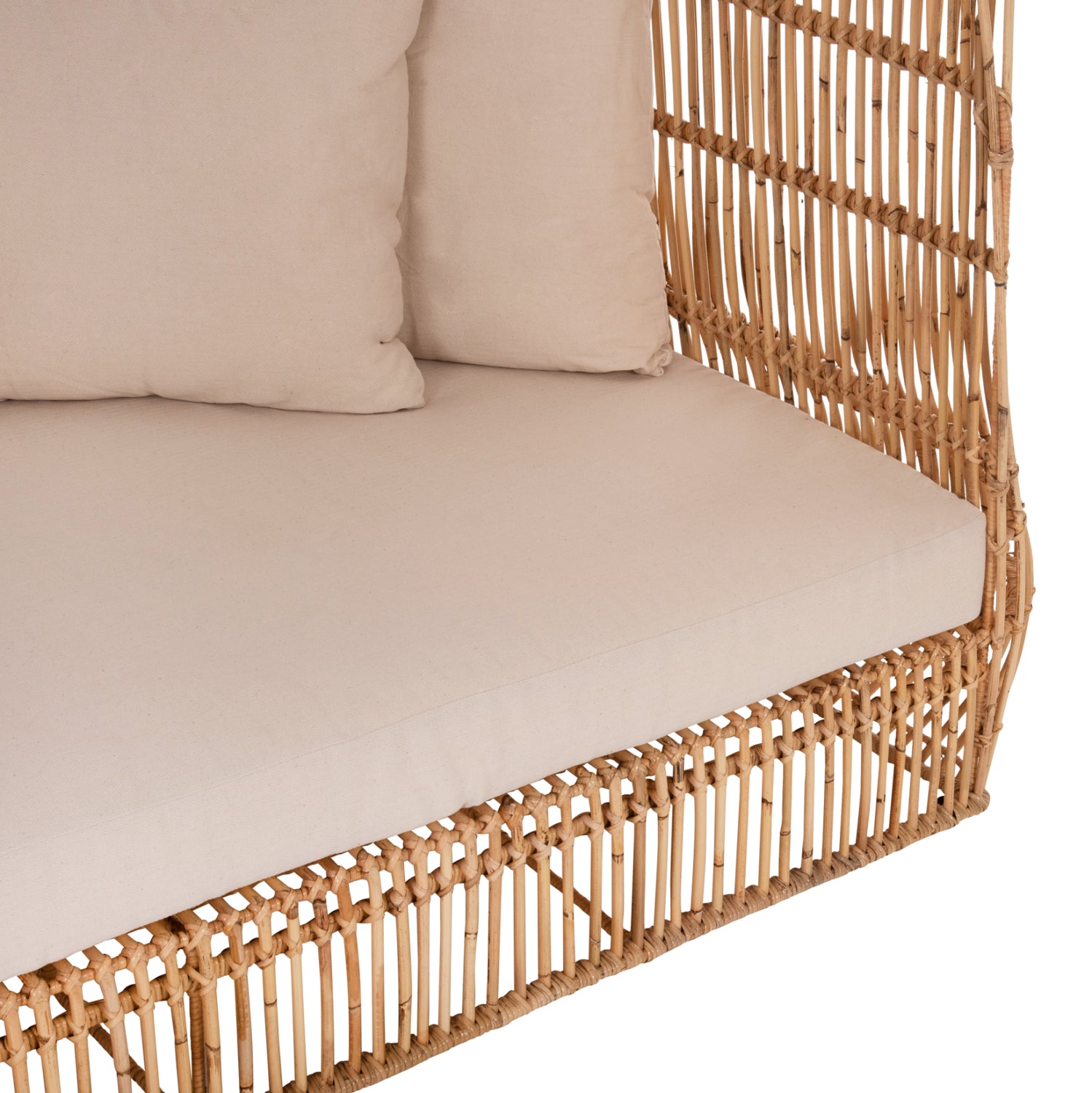 Канапе ZEPHYR натурал ратан с възглавници 200x120x142