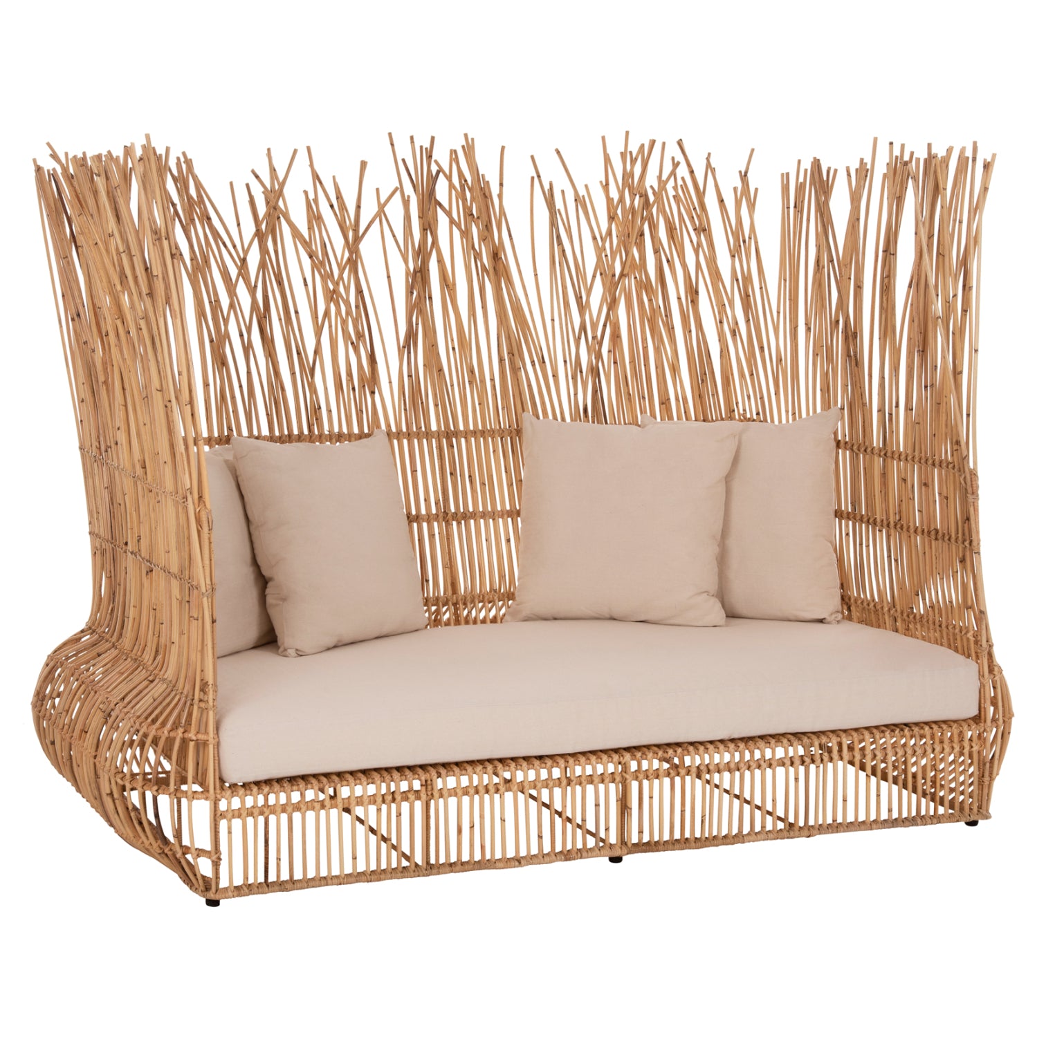 Канапе ZEPHYR натурал ратан с възглавници 200x120x142