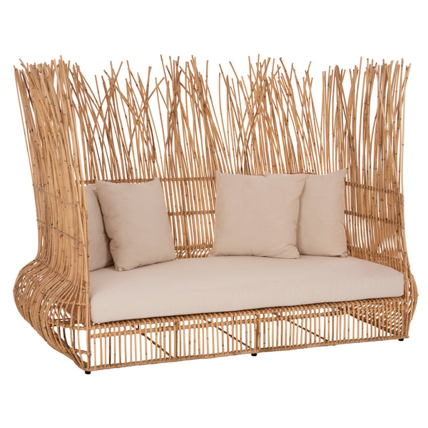 Канапе ZEPHYR натурал ратан с възглавници 200x120x142