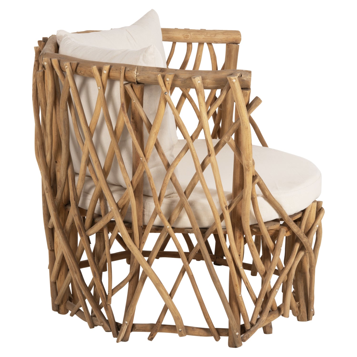 Кресло Канна натурал цвят тиково дърво /възглавница екрю 80x97x85