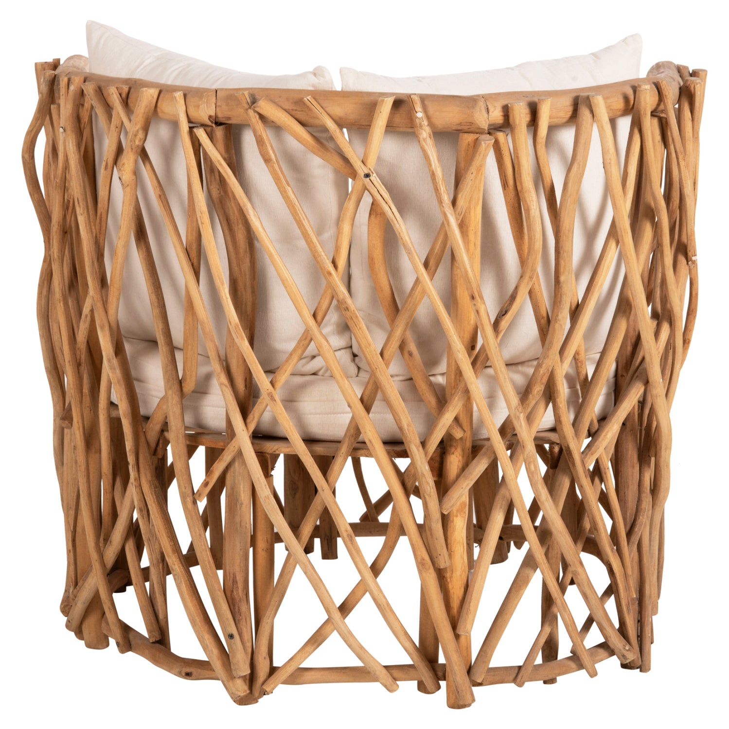 Кресло Канна натурал цвят тиково дърво /възглавница екрю 80x97x85